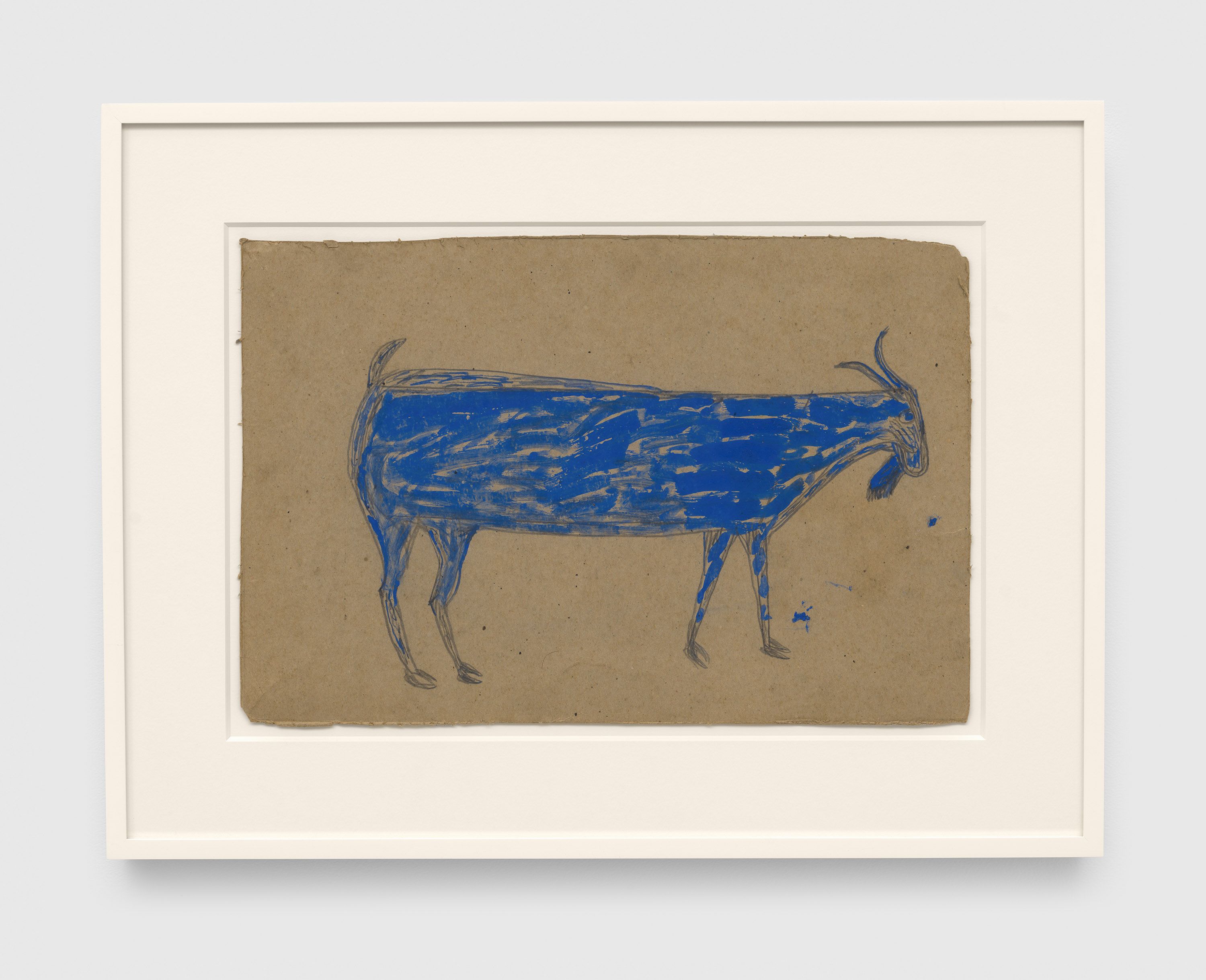 A drawing by Bill Traylor, titled Blue Goat, 1939 to 1942.