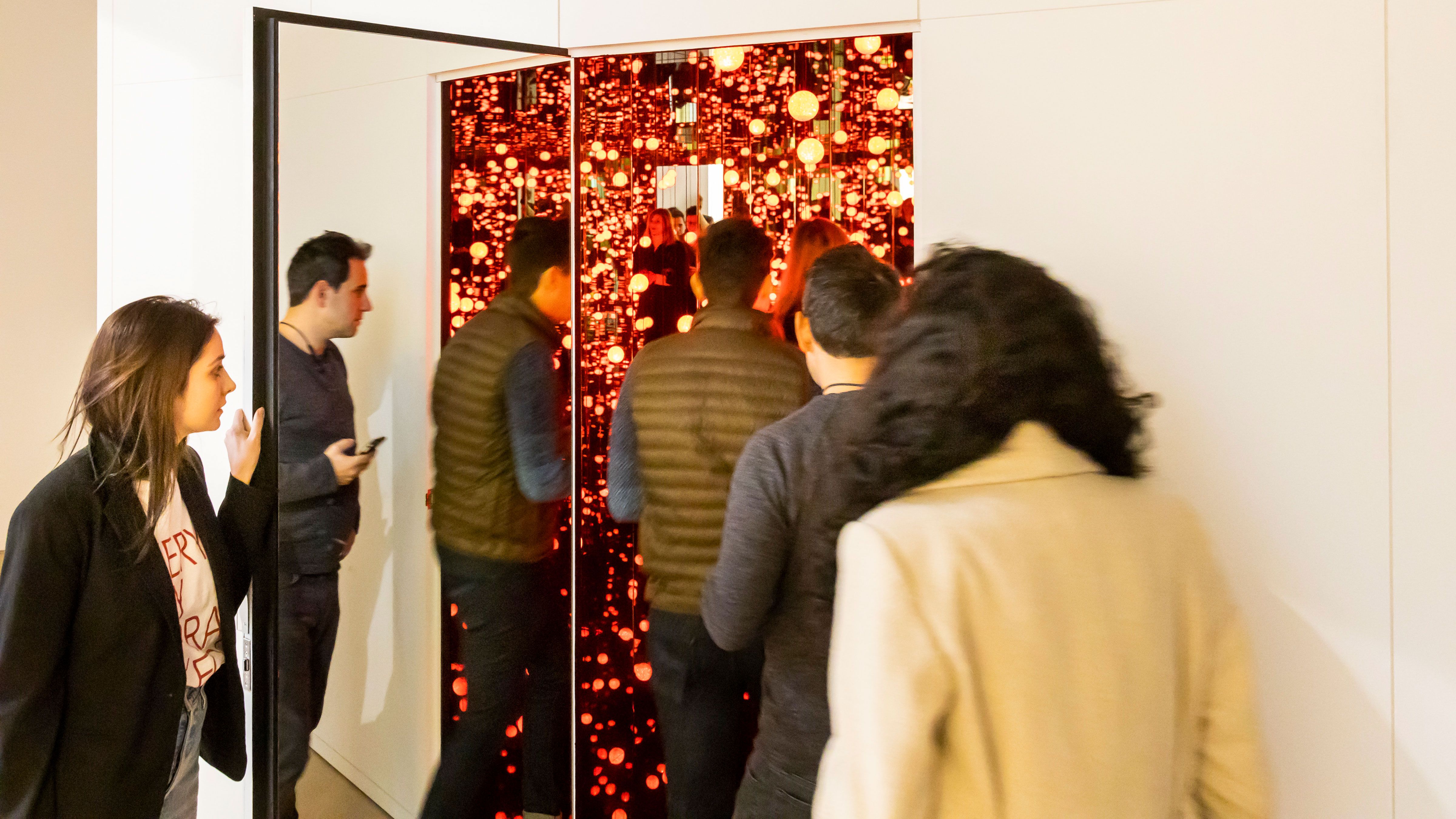 An installation view of the exhibition titled Yayoi Kusama: EVERY DAY I PRAY FOR LOVE at David Zwirner in New York, dated 2019