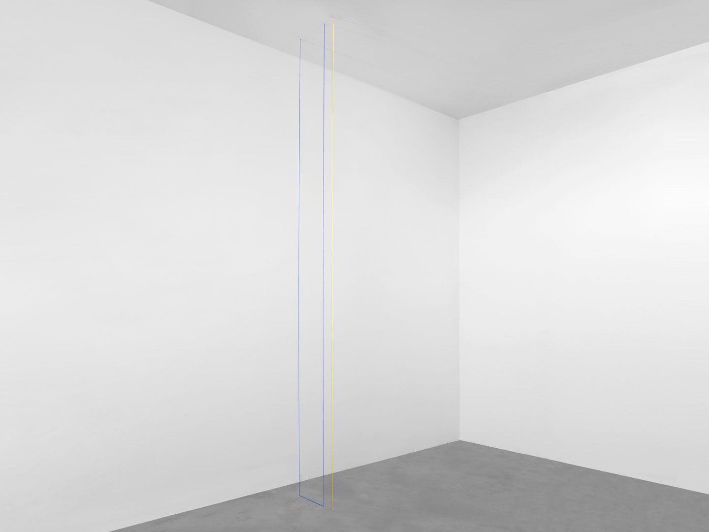 A sculpture by Fred Sandback, called Untitled (Vertical Construction with Two Parts), dated 1981.