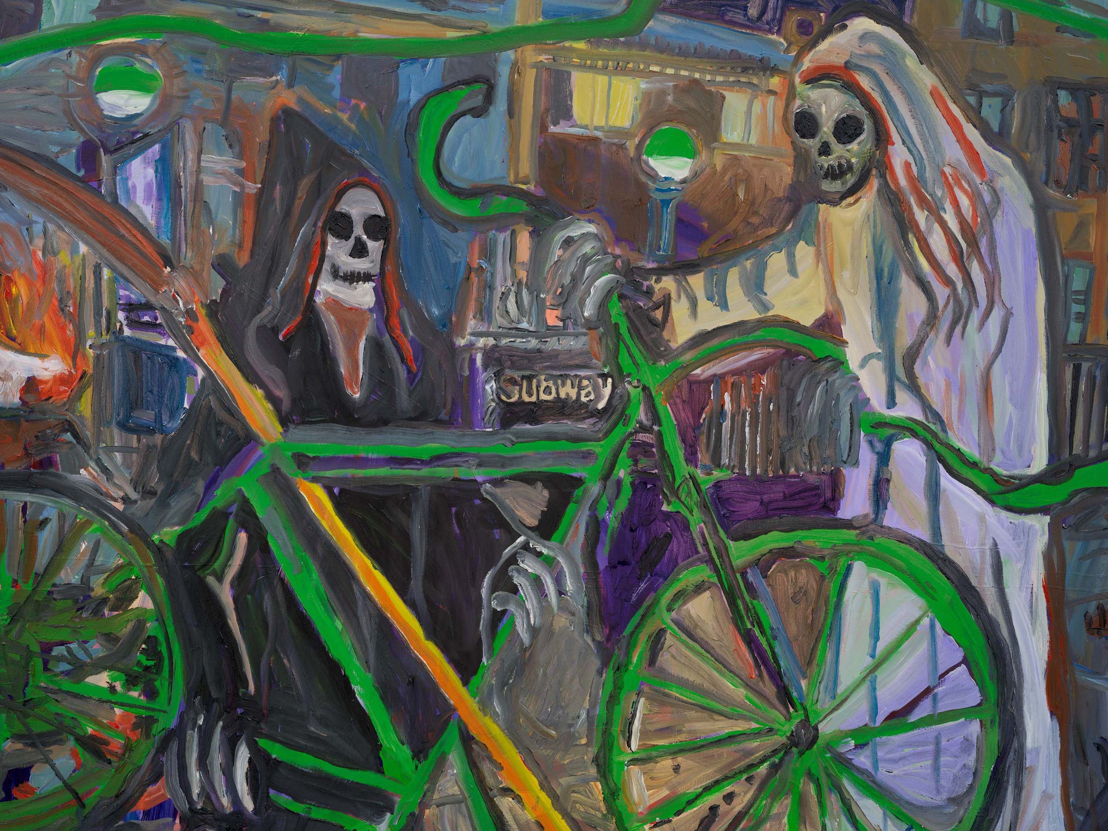 A detail from a painting by Josh Smith, titled Mad Love, dated 2025.