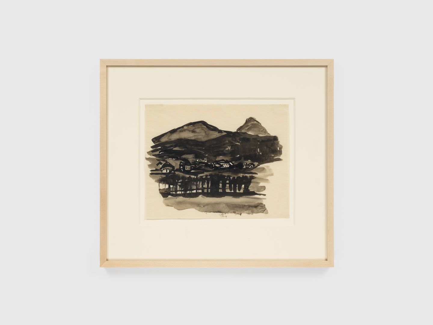 A mixed media work on paper by Josef Albers, titled Bavarian mountain scene IV, dated 1919.
