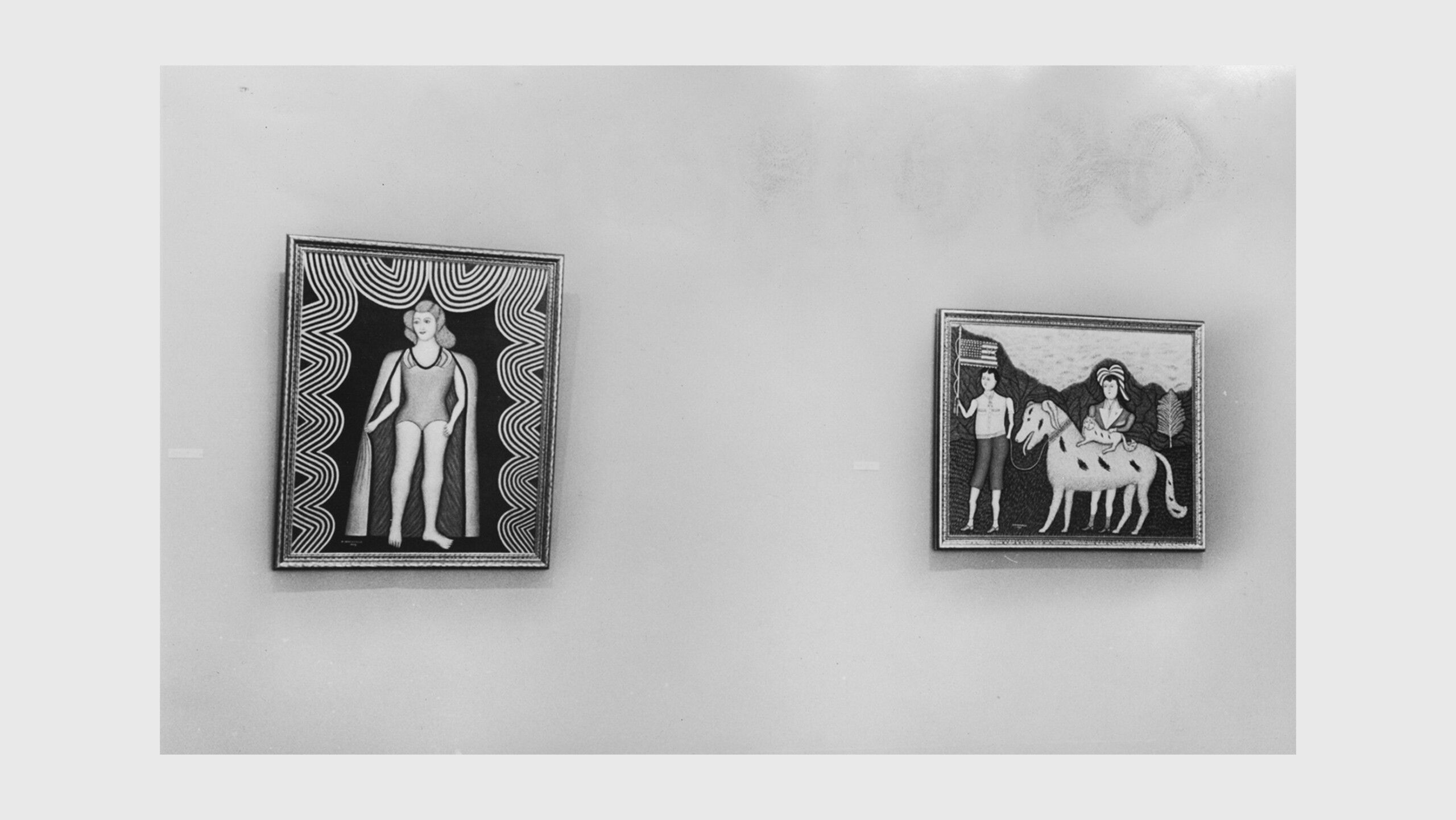 An Installation view, The Paintings of Morris Hirshfield, Museum of Modern Art, dated 1943