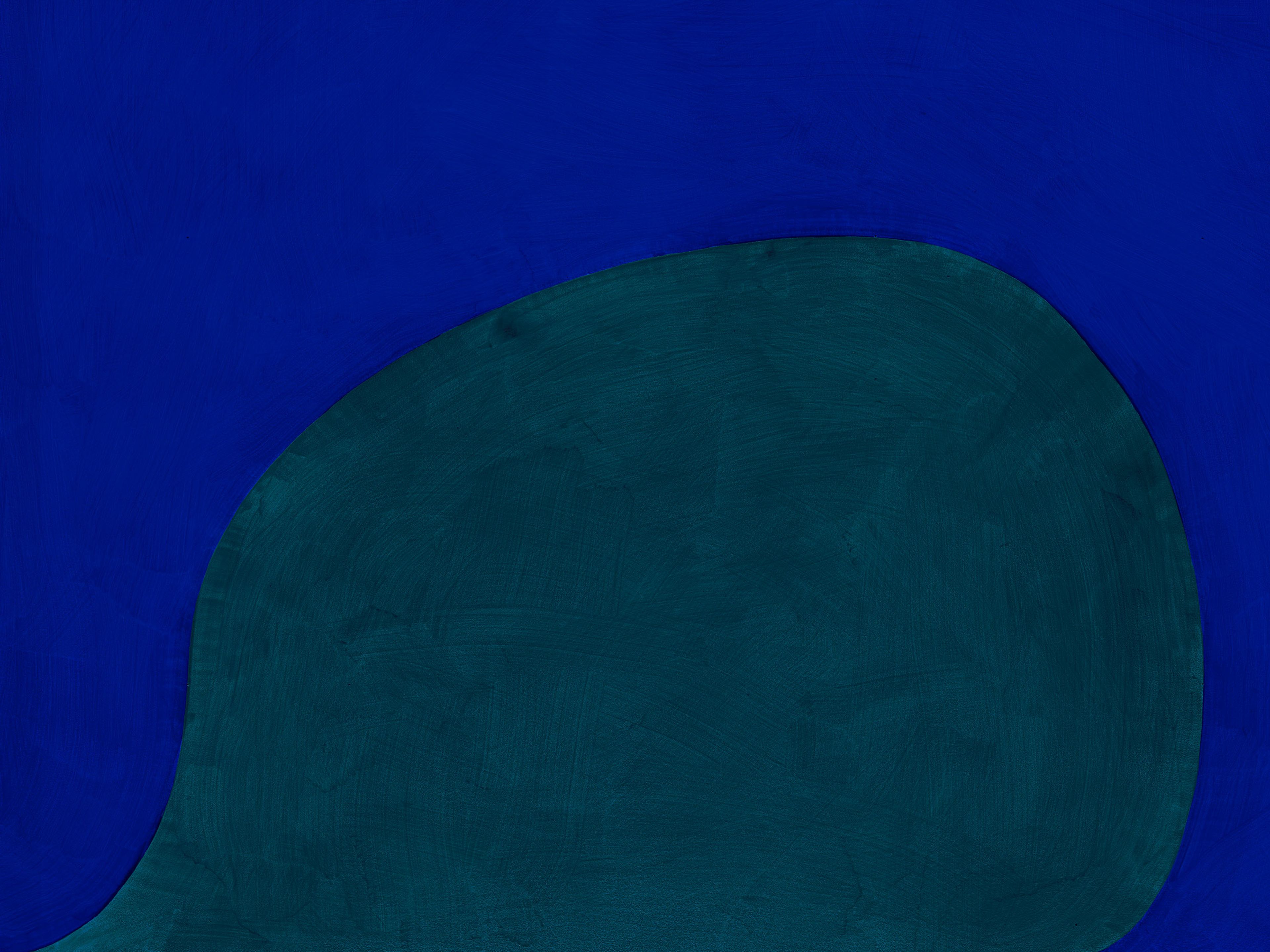 A detail from a painting by Suzan Frecon, titled two blues 3, dated 2024.