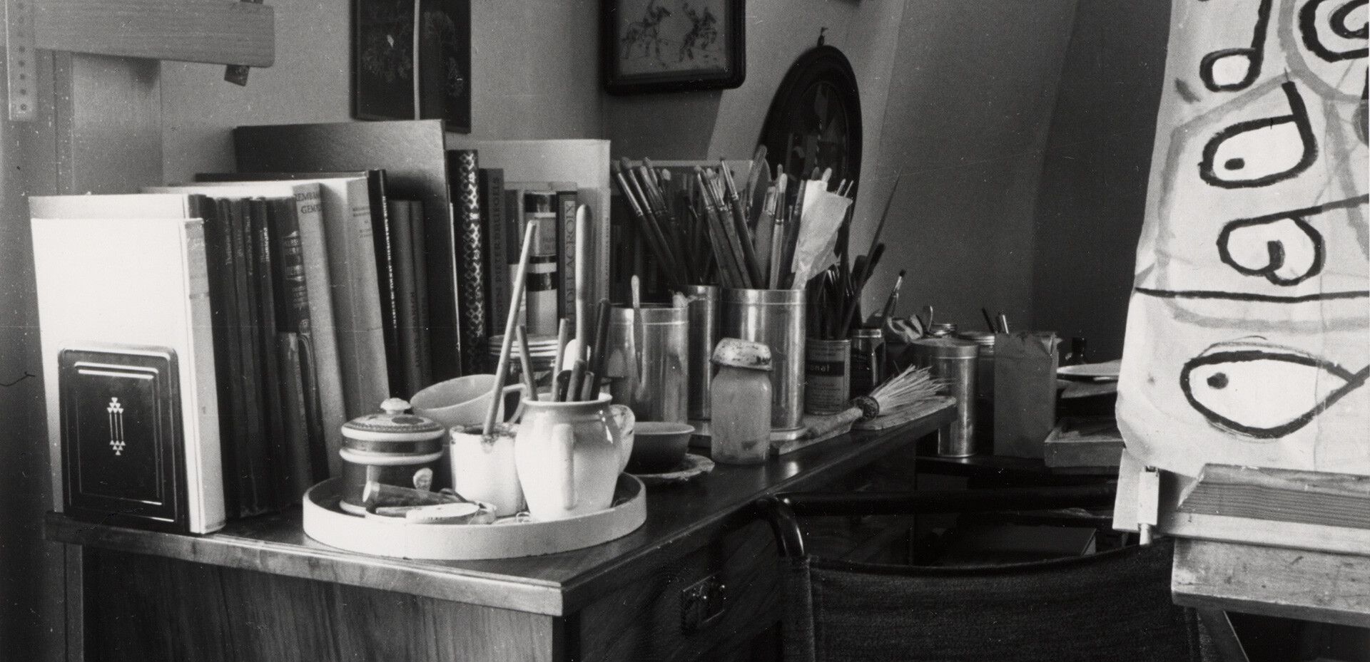 A photo of Paul Klee's studio in Bern, dated 1940.