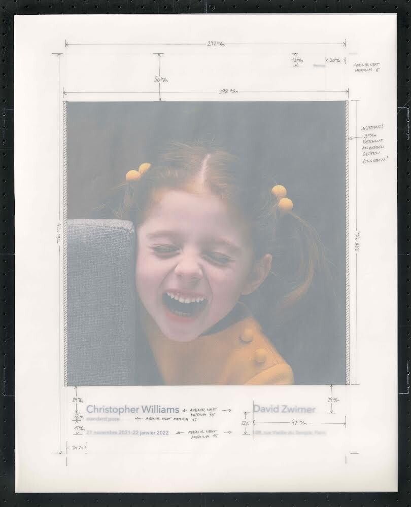 A video by Christopher Williams, titled Provisional Prop, Wall Coverings, Radio, Printed Matter, Picture Frames, Photographs, Films, Arrangements, dated 2021.