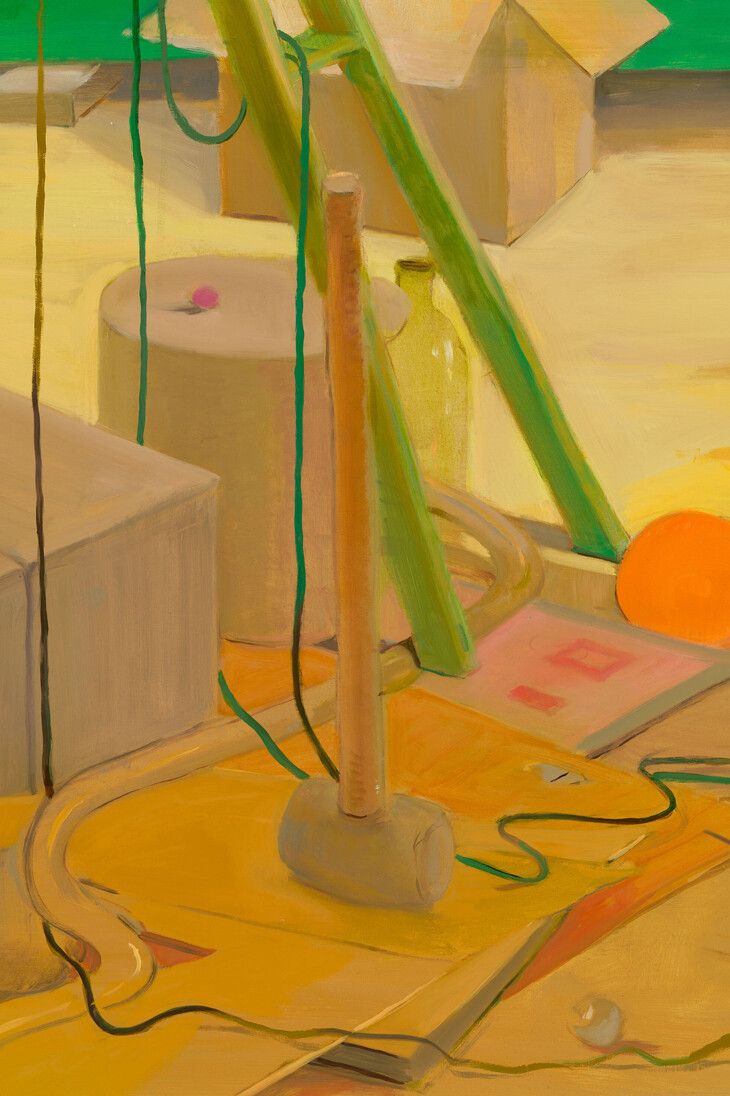 A detail of an artwork by Lisa Yuskavage, titled Rendez-vous (boschmademedoit), dated 2023