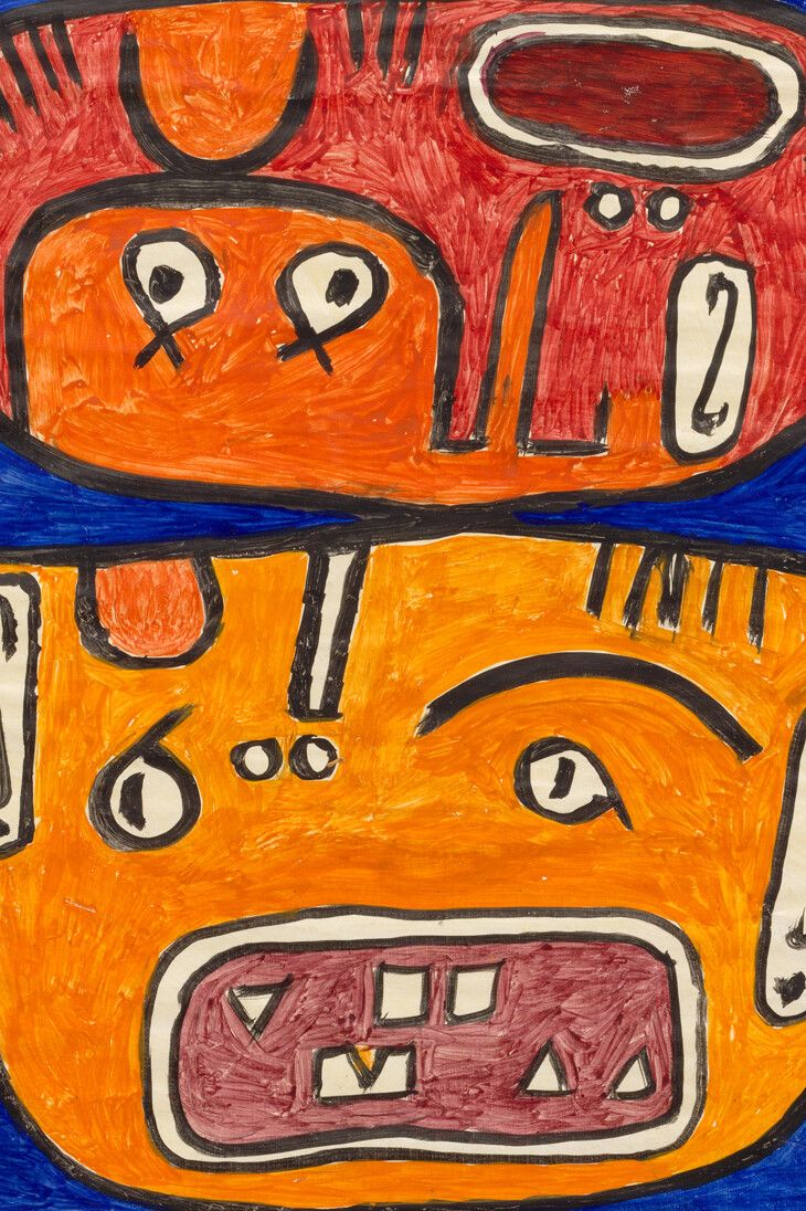A detail of an artwork by Paul Klee, titled ein Doppel-Schreier (A double screamer), dated 1939