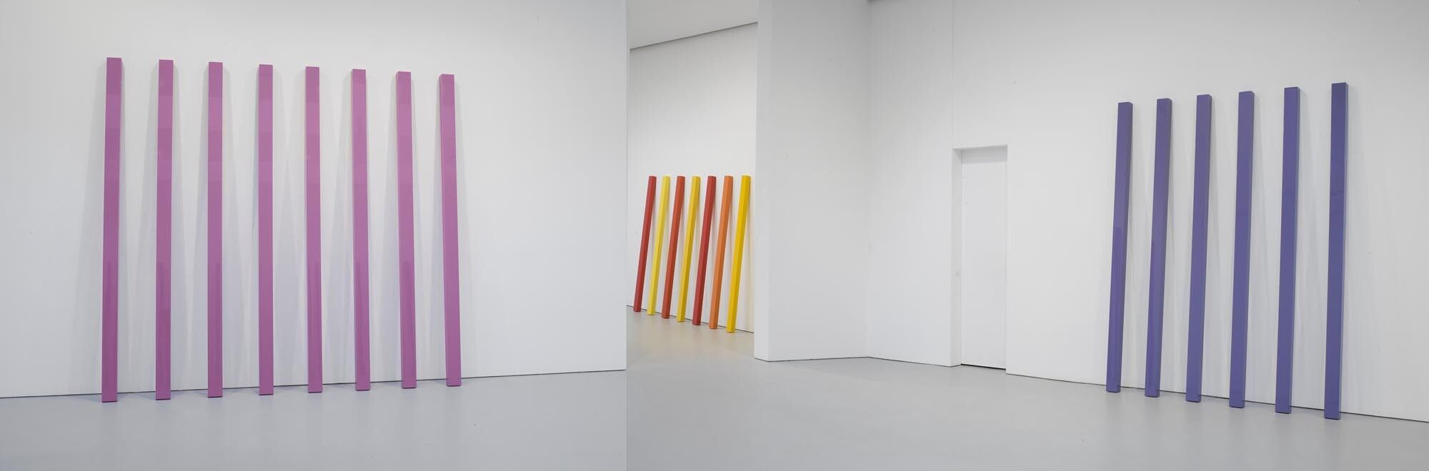 Installation view of the exhibition John McCracken, at David Zwirner in New York, dated 2008. 