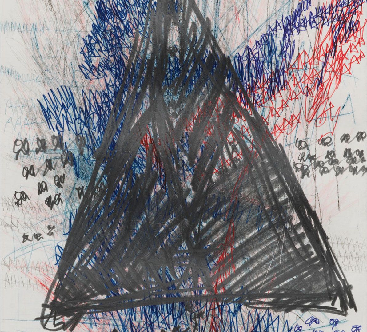 A work on paper by Oscar Murillo, titled (untitled) poetics of flight, dated 2019