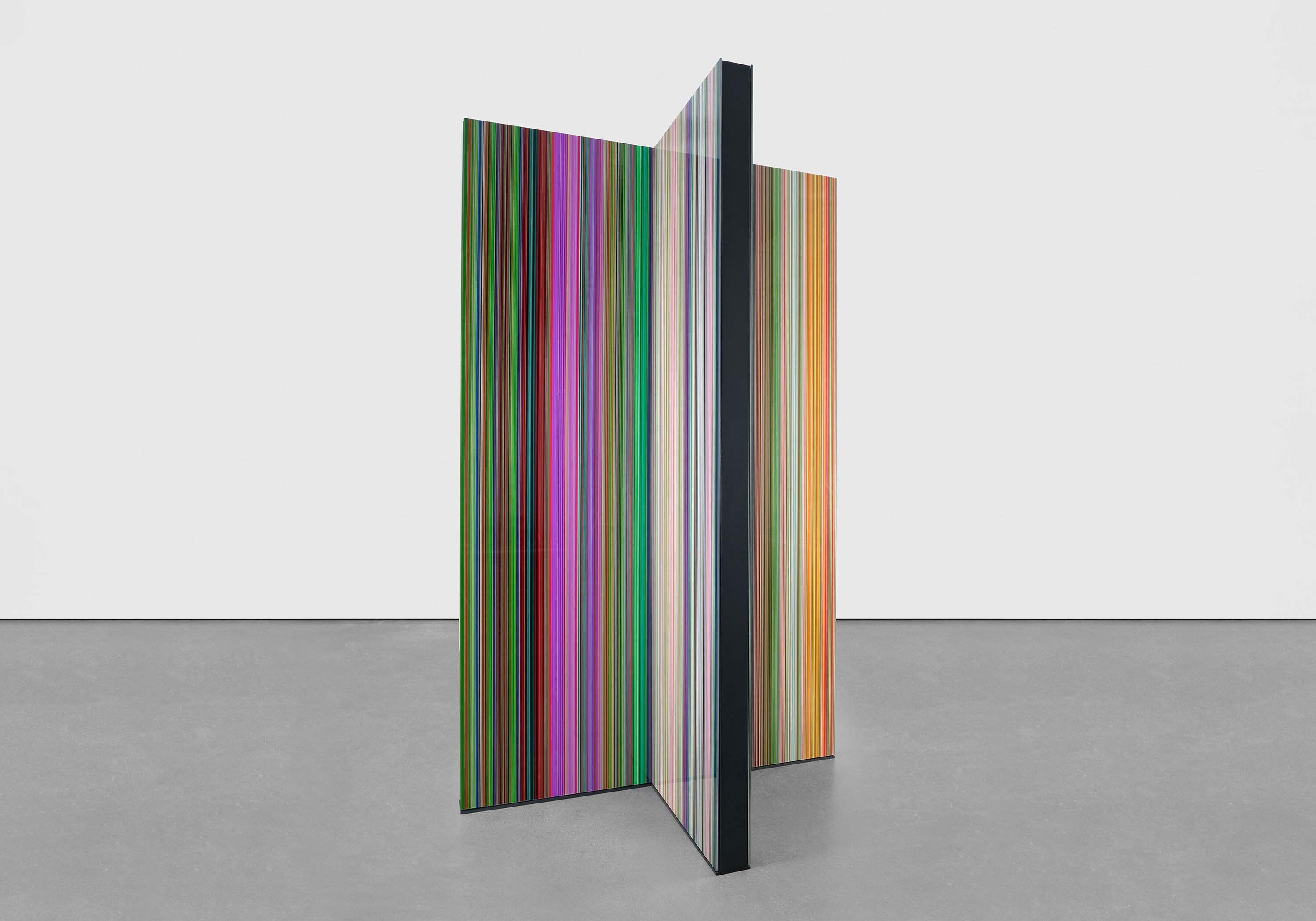 A sculpture by Gerhard Richter, titled STRIP-TOWER, dated 2023.