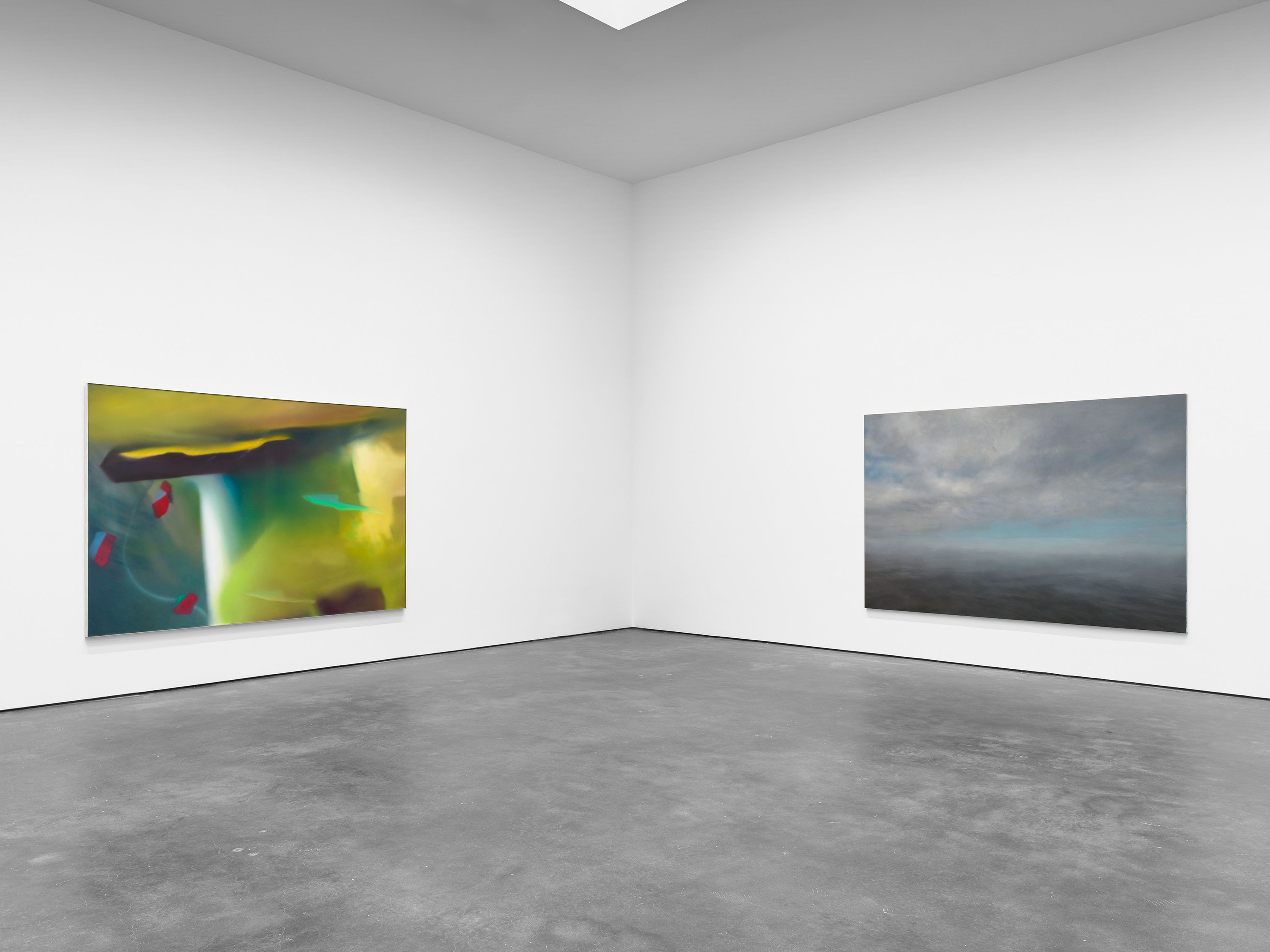 An installation view of the exhibition, Gerhard Richter: Landschaften, at David Zwirner in New York, dated 2026.