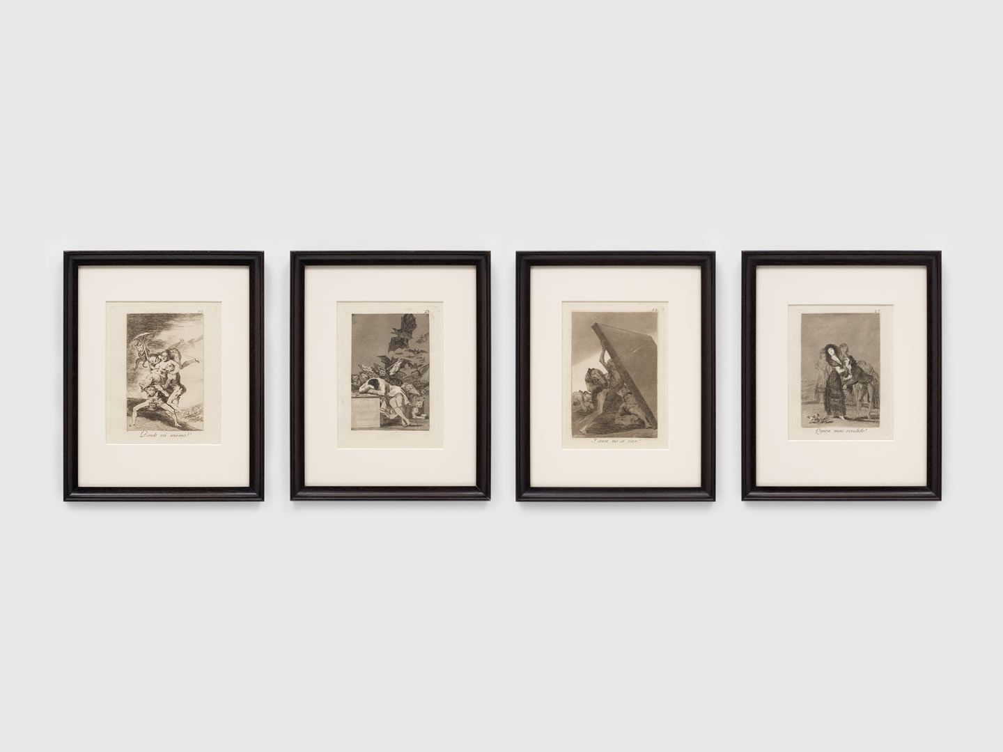 A selection of prints from the¬†Los Caprichos¬†series by Francisco de Goya, dated 1797 to 1799.
