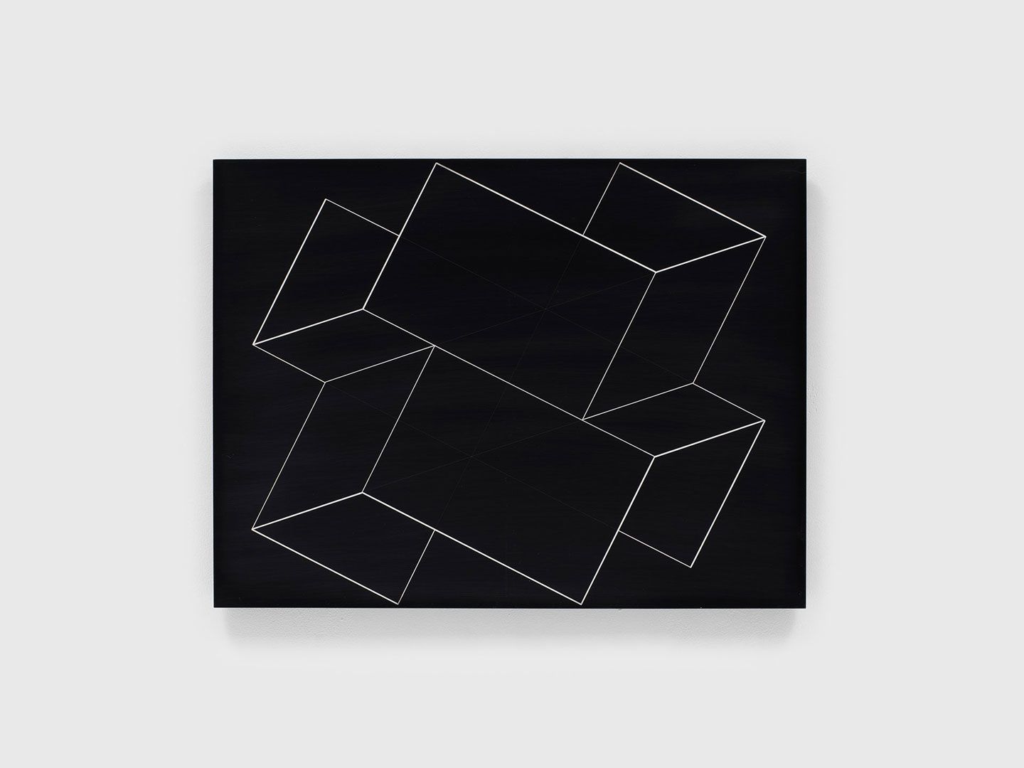 A machine-engraved etching in plastic laminate on wood by Josef Albers, titled ‚ÄãStructural Constellation, undated.