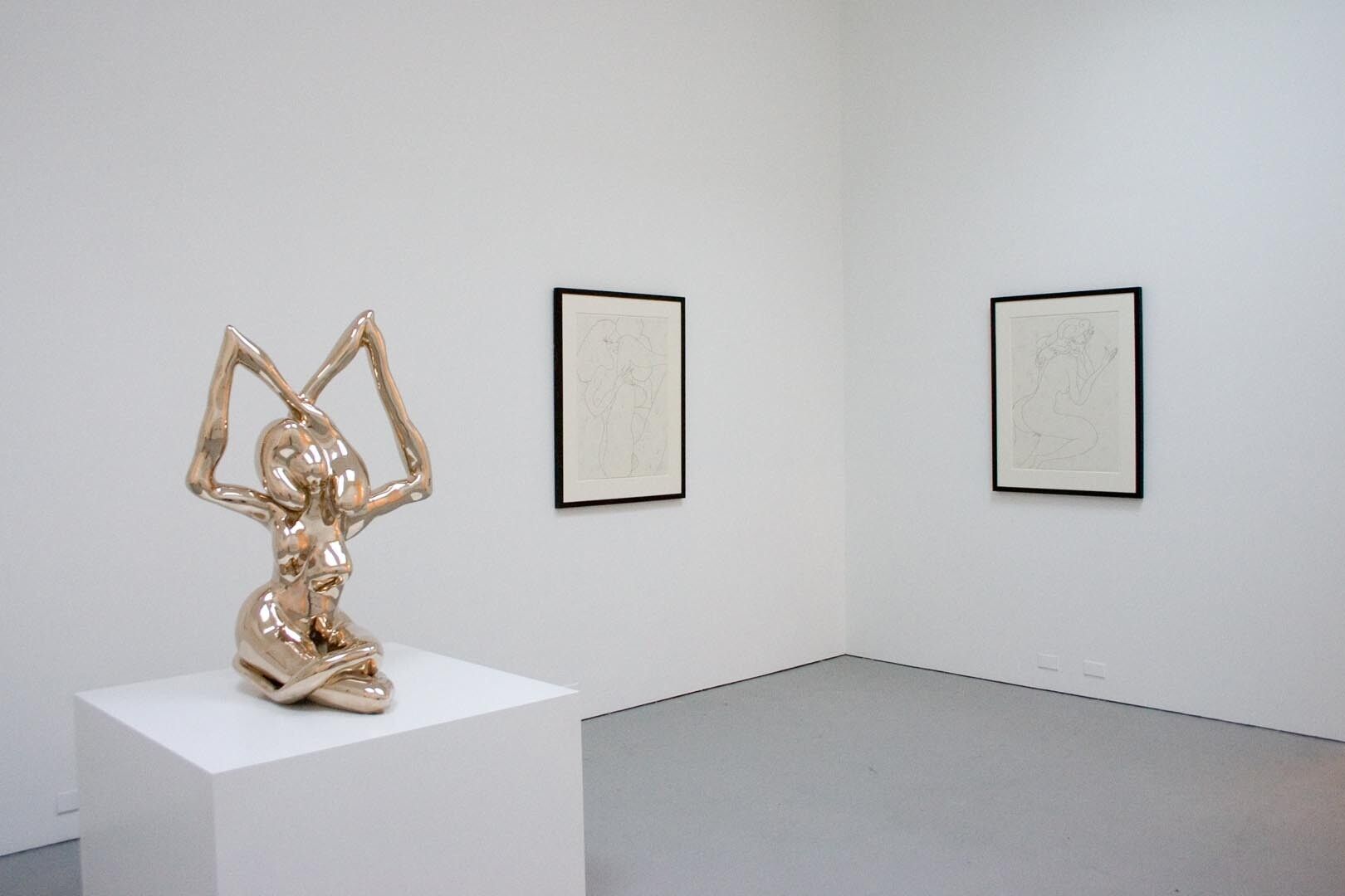 Installation view of the exhibition Chris Ofili: Devil's Pie, at David Zwirner in New York, dated 2007.