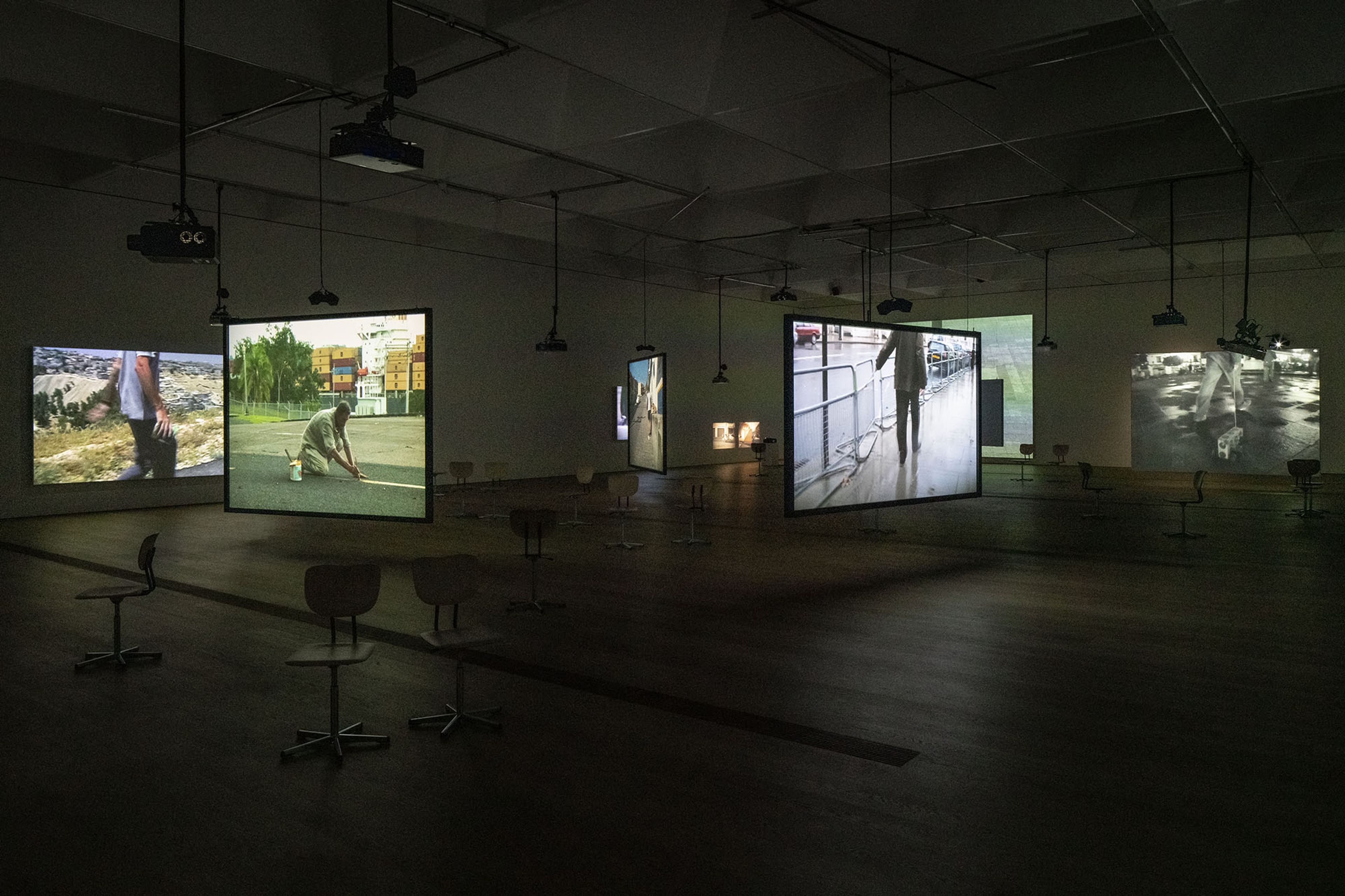 Installation view of the exhibition, Francis Alÿs: As Long as I’m Walking, at Musée cantonal des Beaux-Arts in Lausanne, dated 2021.