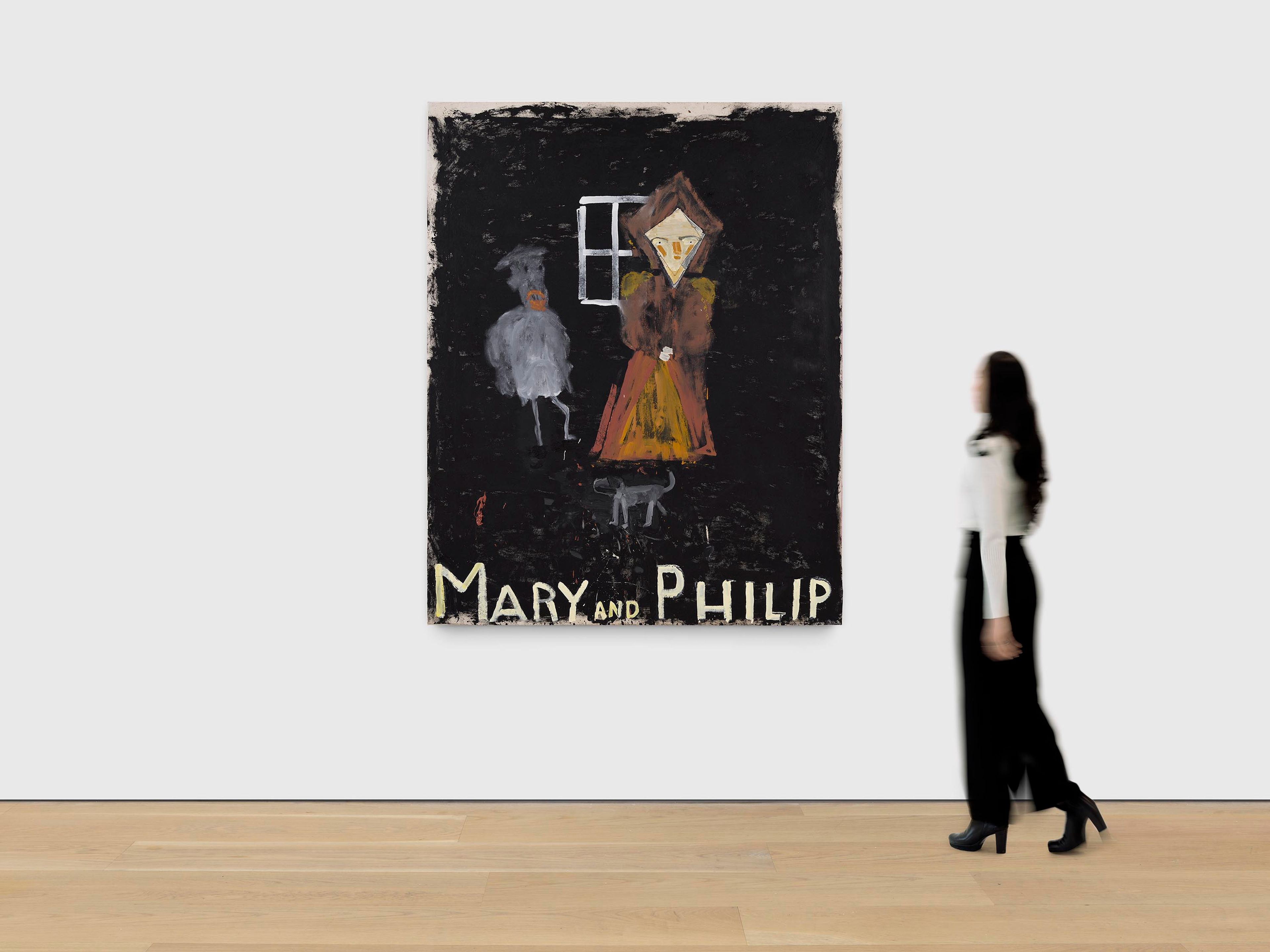 A painting by Rose Wylie, titled Mary and Philip, dated 2025.