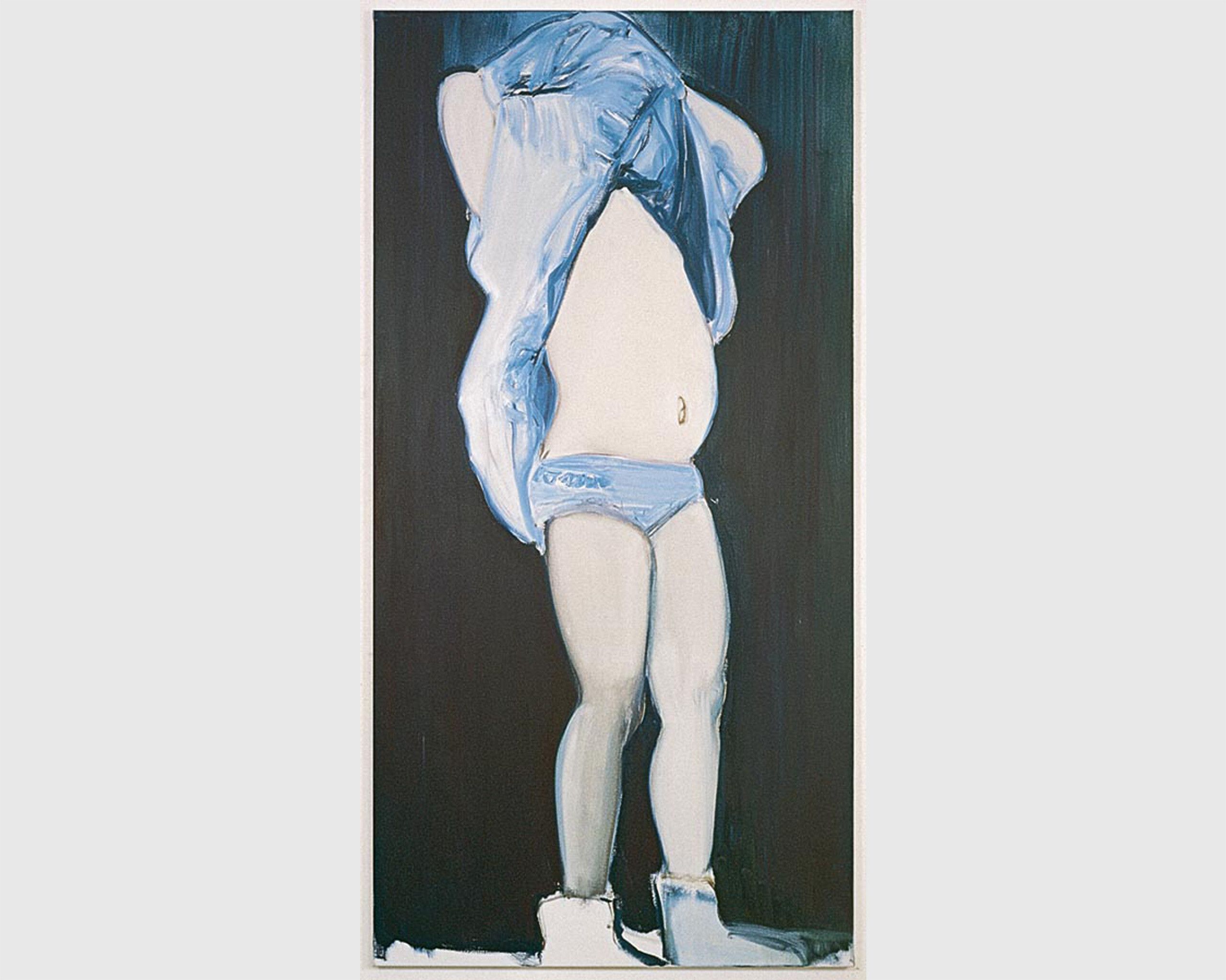 A painting titled The Cover-up by Marlene Dumas, dated 1994
