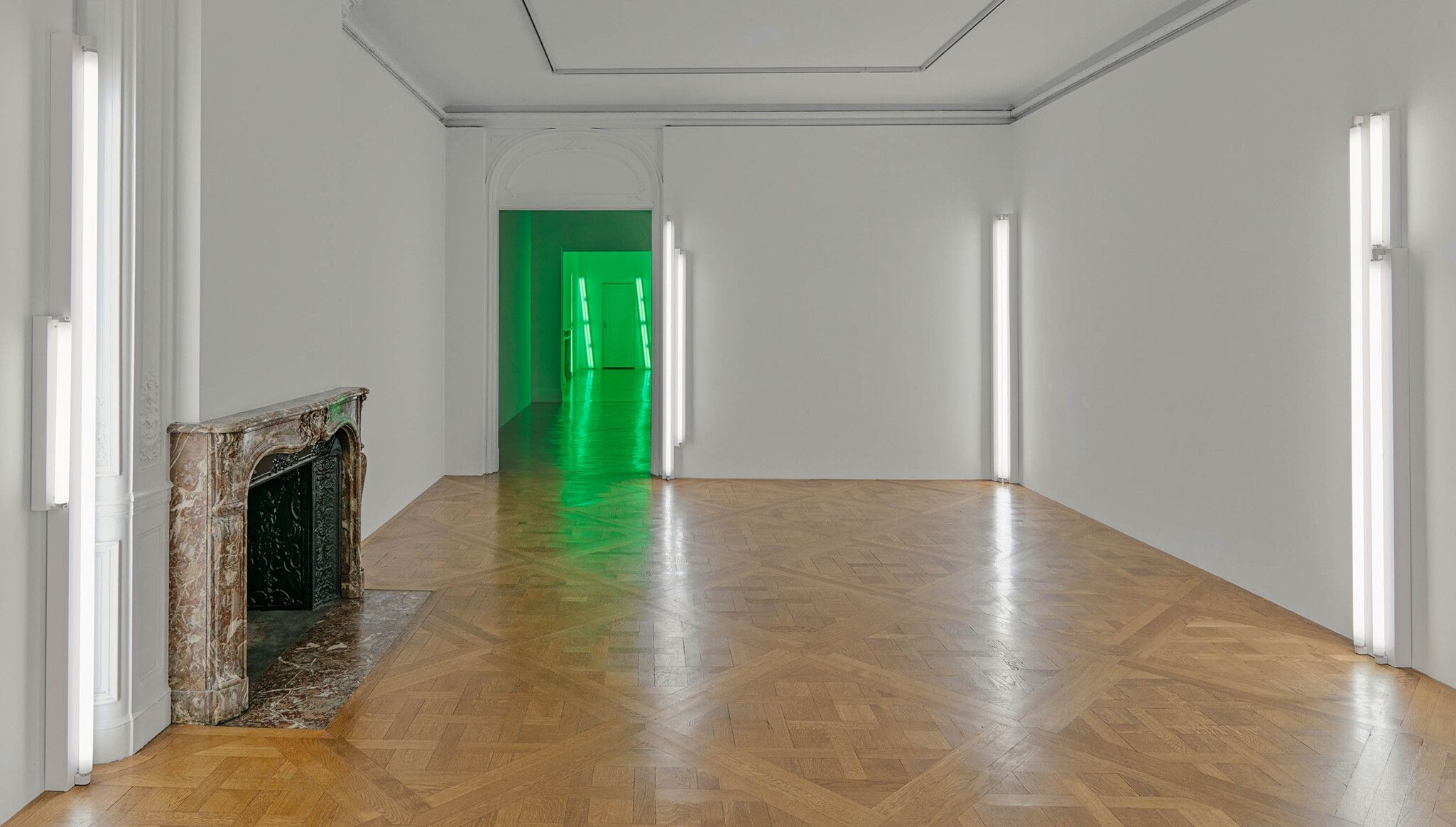 Installation view, Dan Flavin: Kornblee Gallery 1967, David Zwirner, New York, 2023
