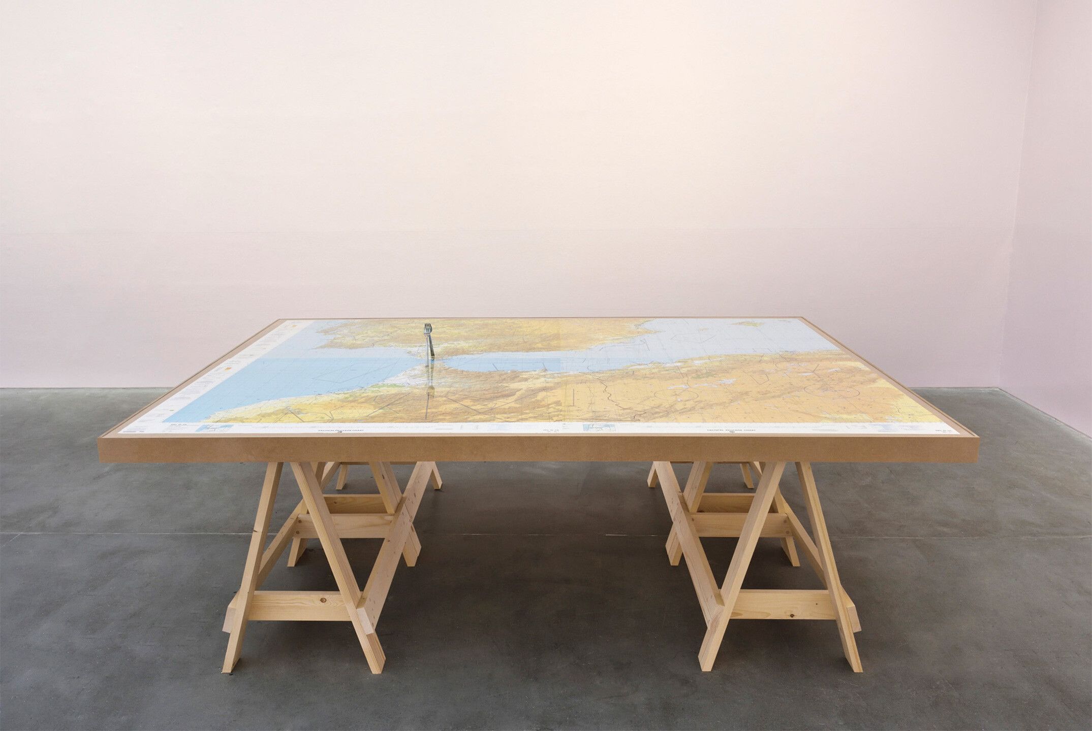 A sculpture by Francis Alys, titled Map of the Strait (Gibraltar), dated 2008.