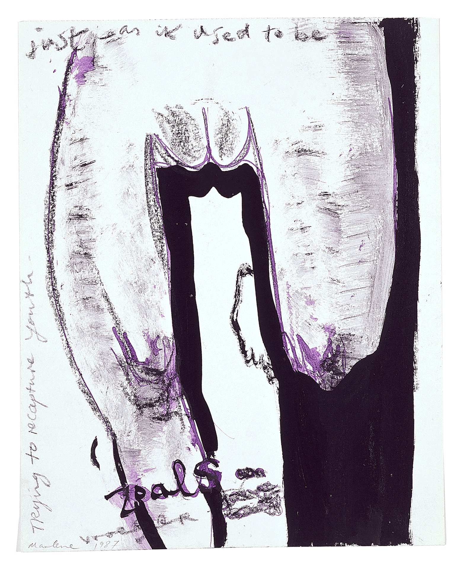A drawing by Marlene Dumas, titled Just as it Used to Be, dated 1987.