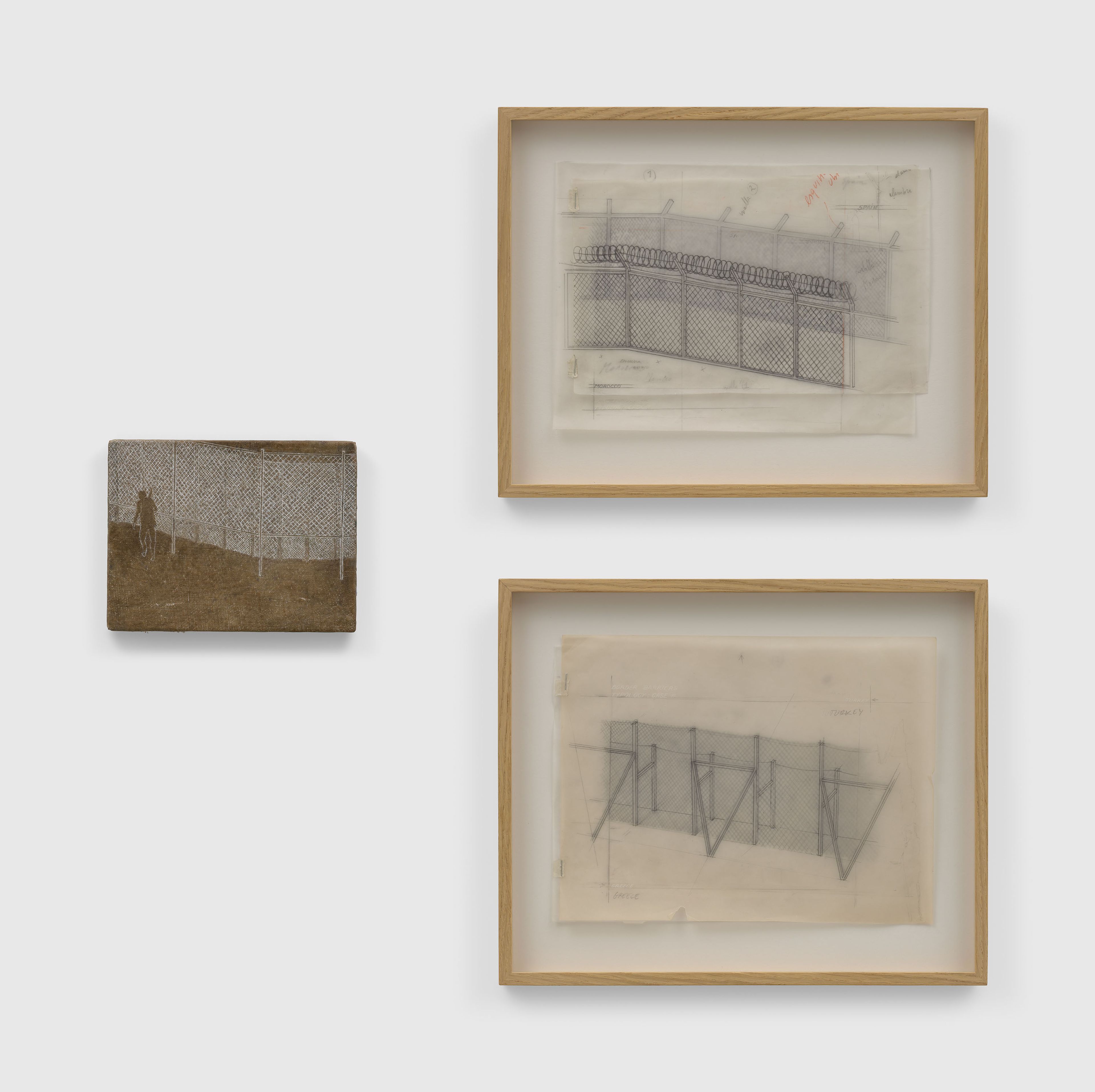 A mixed media artwork by Francis Alÿs, titled Border Barriers Typology: Case #0, dated 2021.