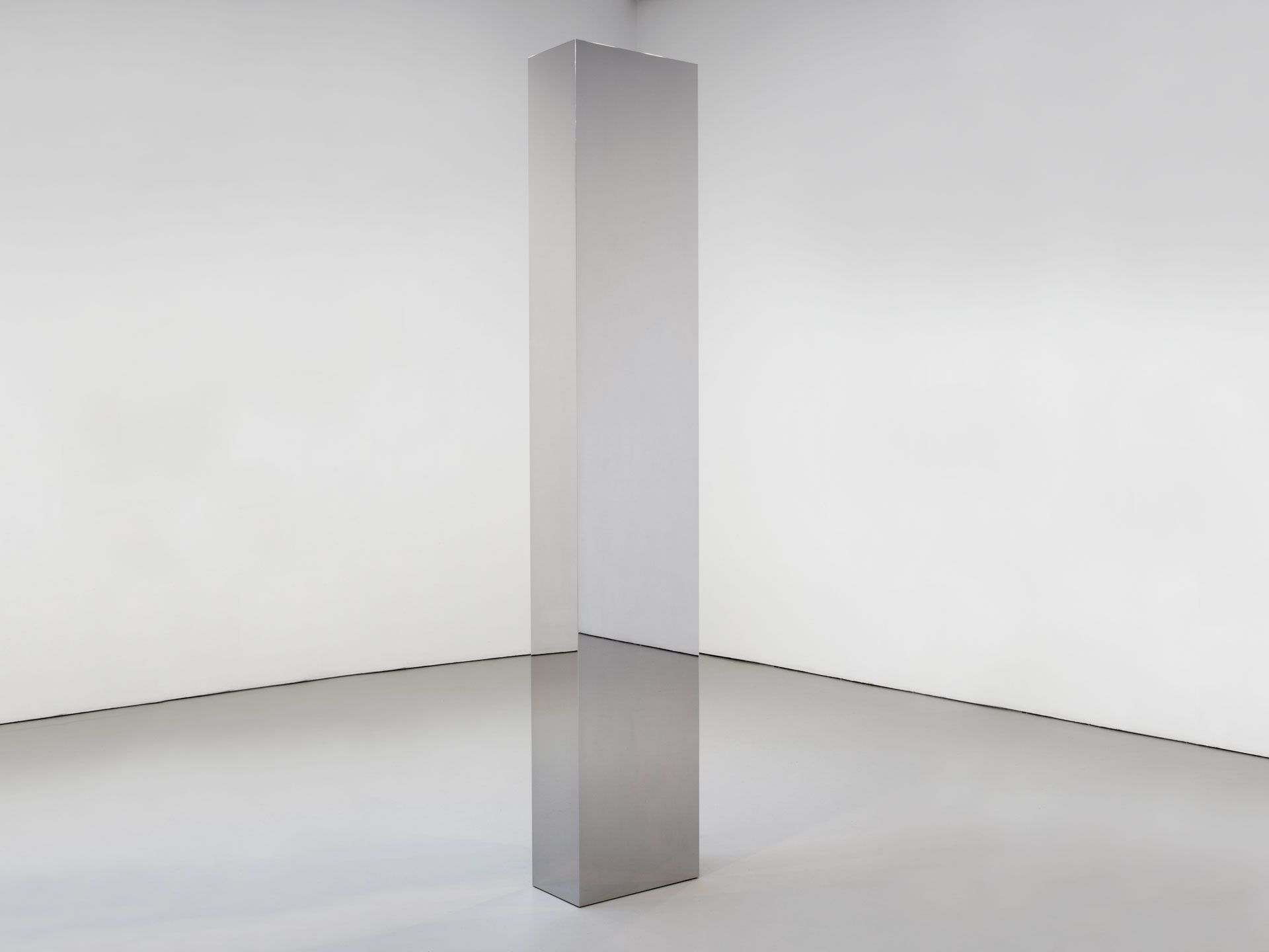 A stainless steel artwork by John McCracken, titled Star, dated 2010.