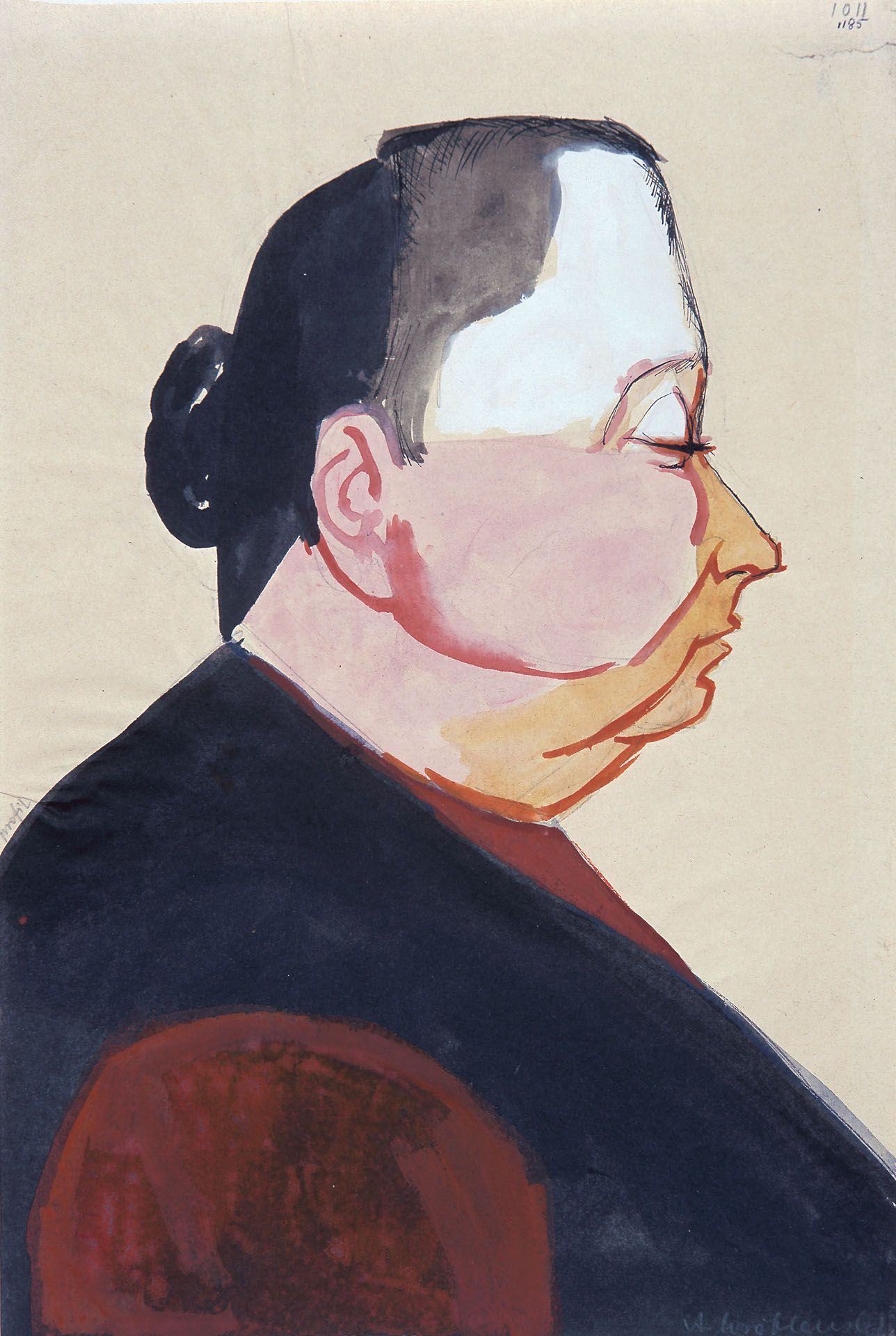 A work on paper by Andrzej Wr√≥blewski, titled (Profile), [Profile no. 1011], not dated.