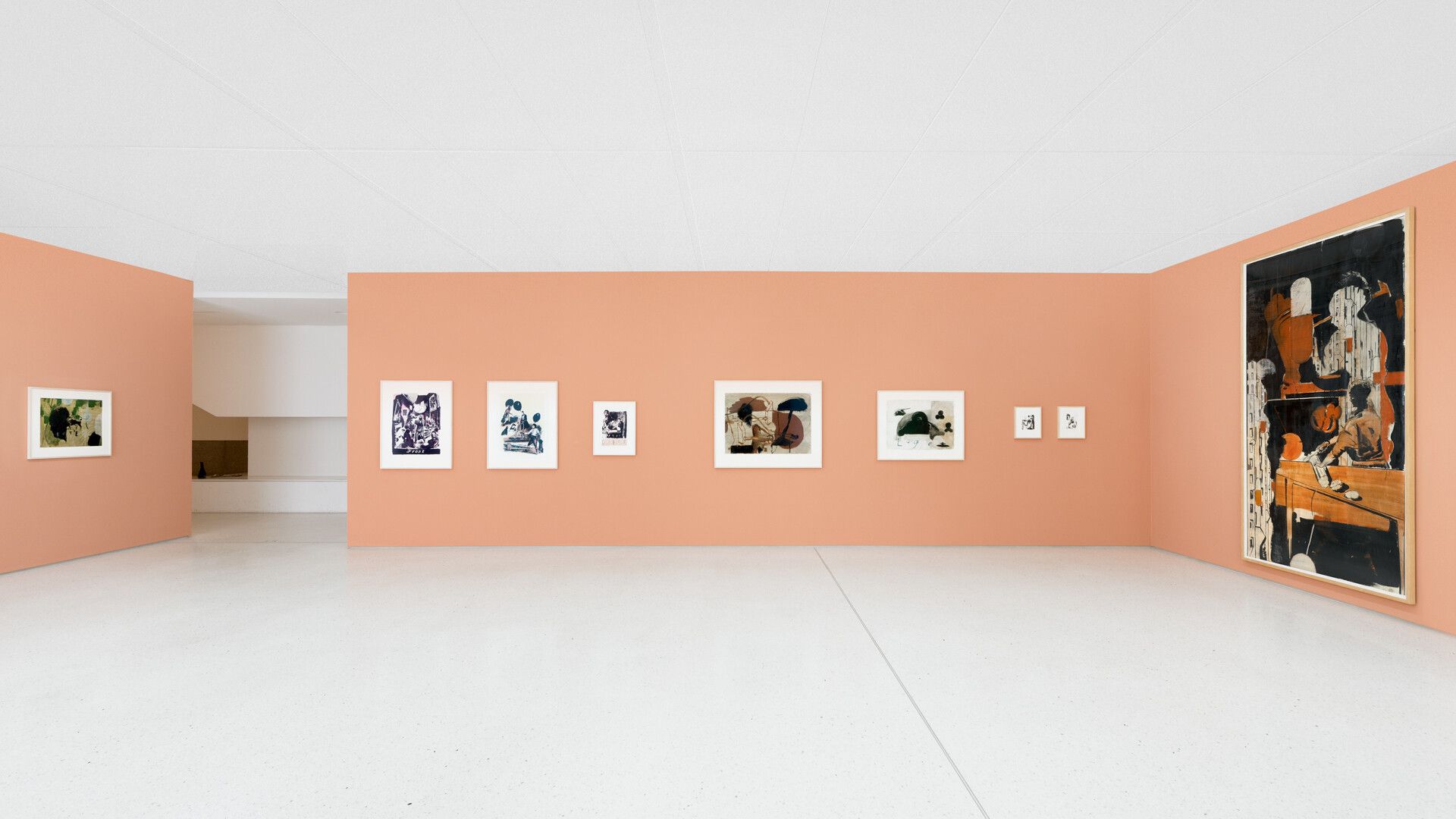 An installation view featuring works by Neo Rauch, dated 2020