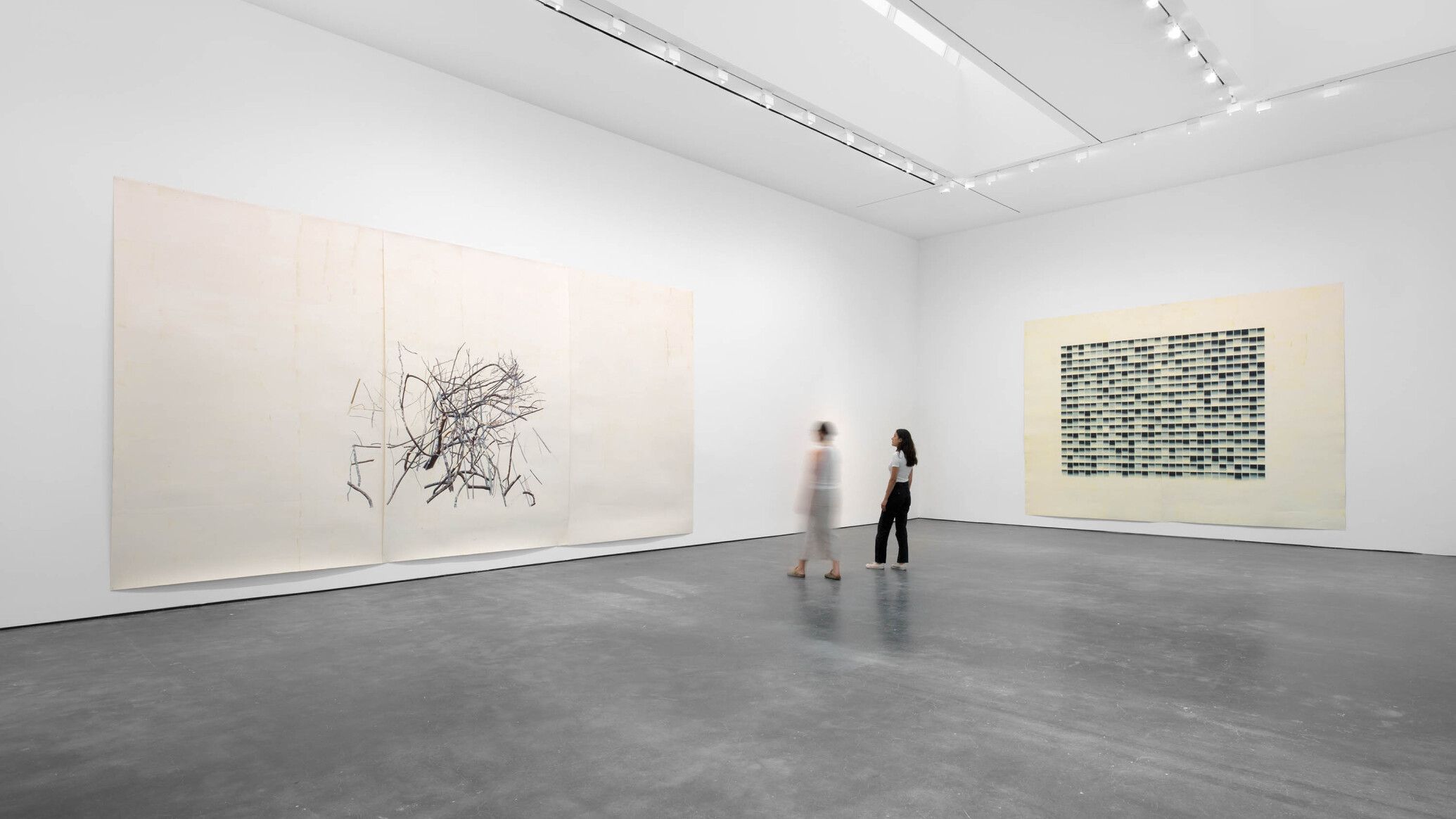 Installation view of the exhibition "Toba Khedoori," at David Zwirner in New York, dated 2023