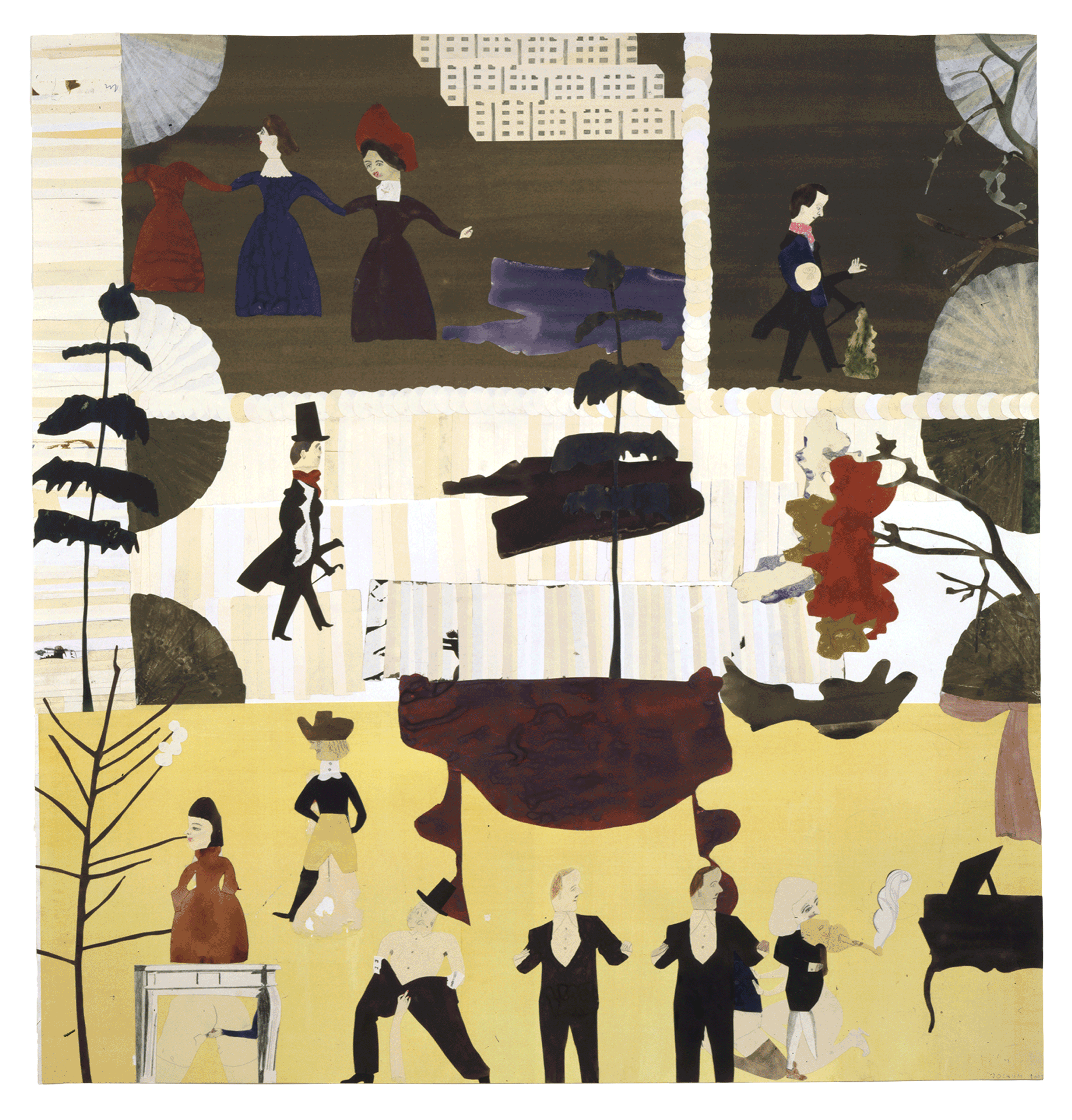 A work on paper by Jockum Nordstr√∂m, titled Burghers, Duties and Favours, dated 2002