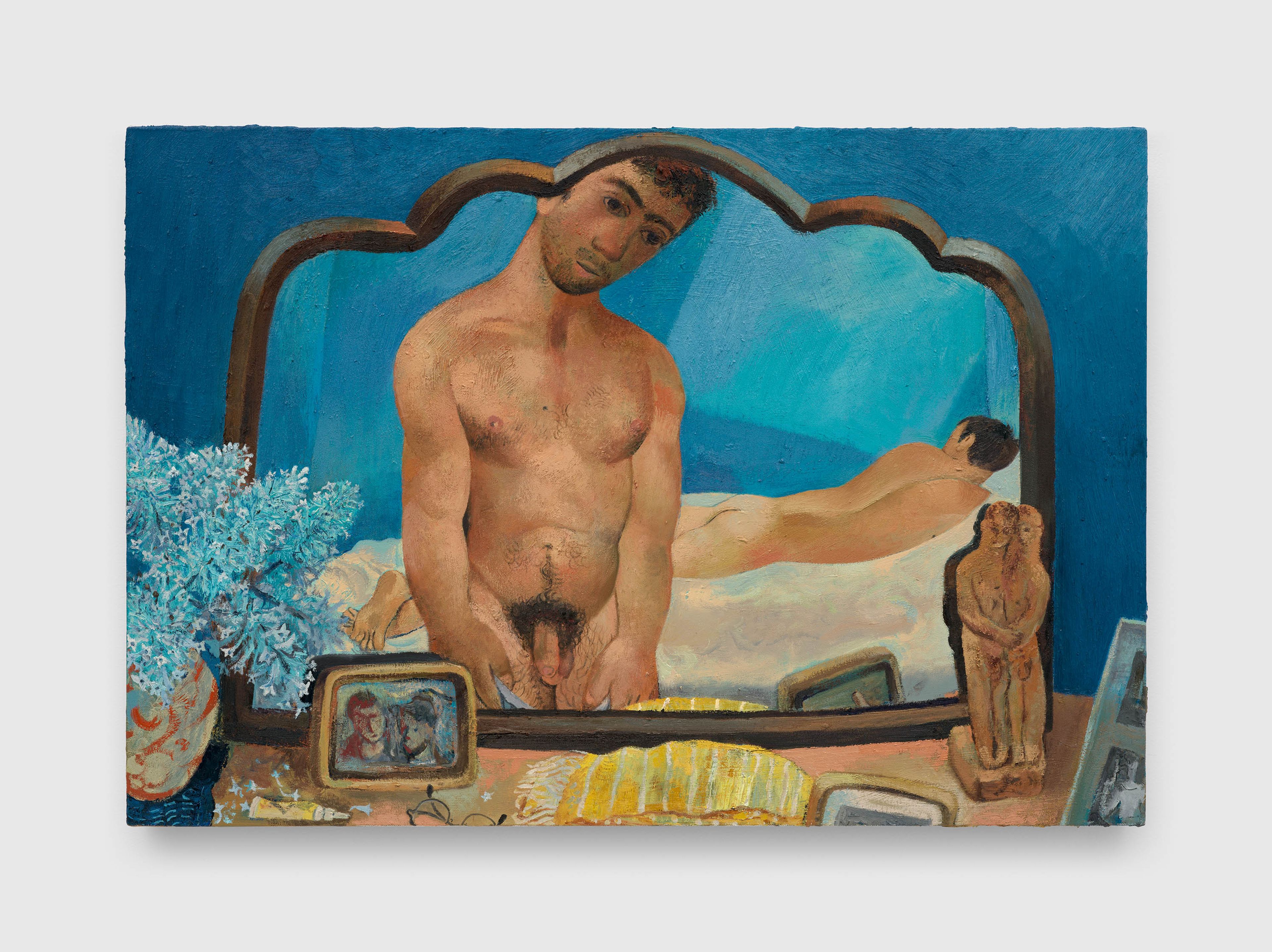 A painting by Louis Fratino, titled Manchurian lilac, dated 2025.