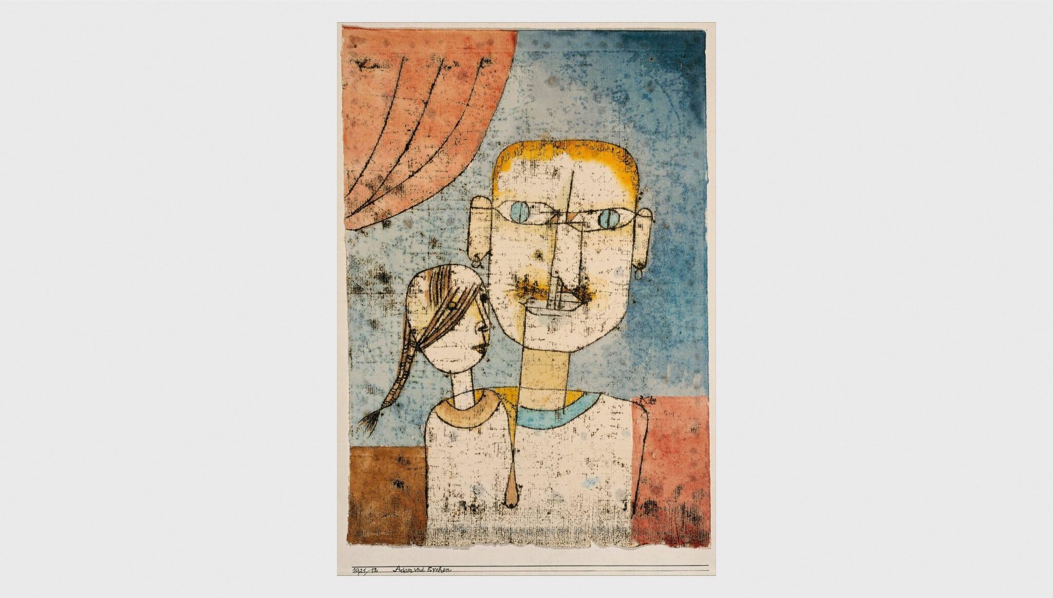 An artwork by Paul Klee, titled Adam and Little Eve, dated1921. The Berggruen Klee Collection, 1987
