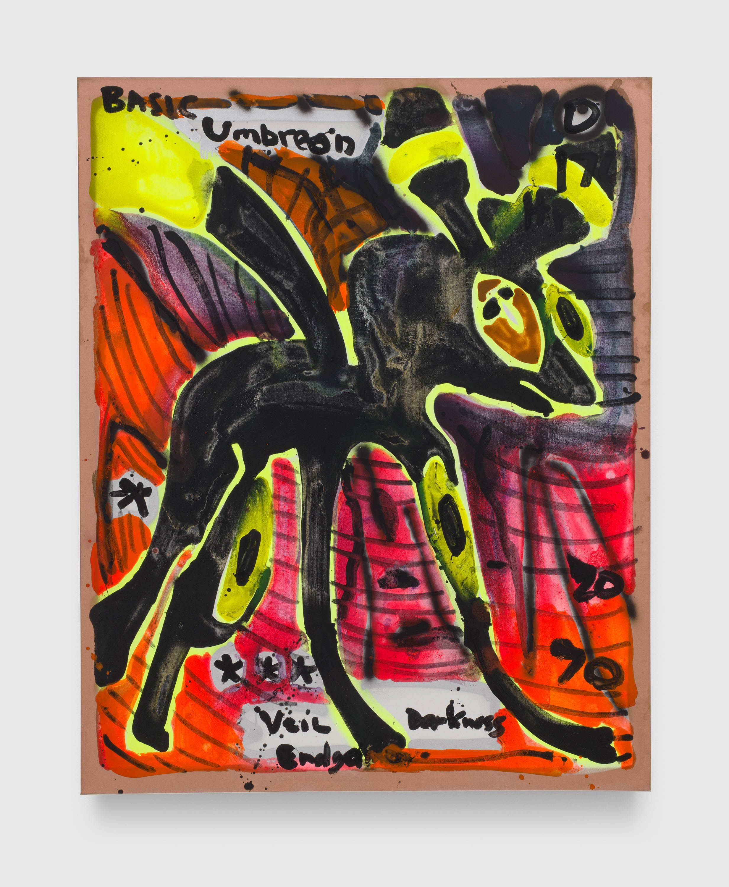 A painting by Katherine Bernhardt, titled Umbreon, dated 2021.