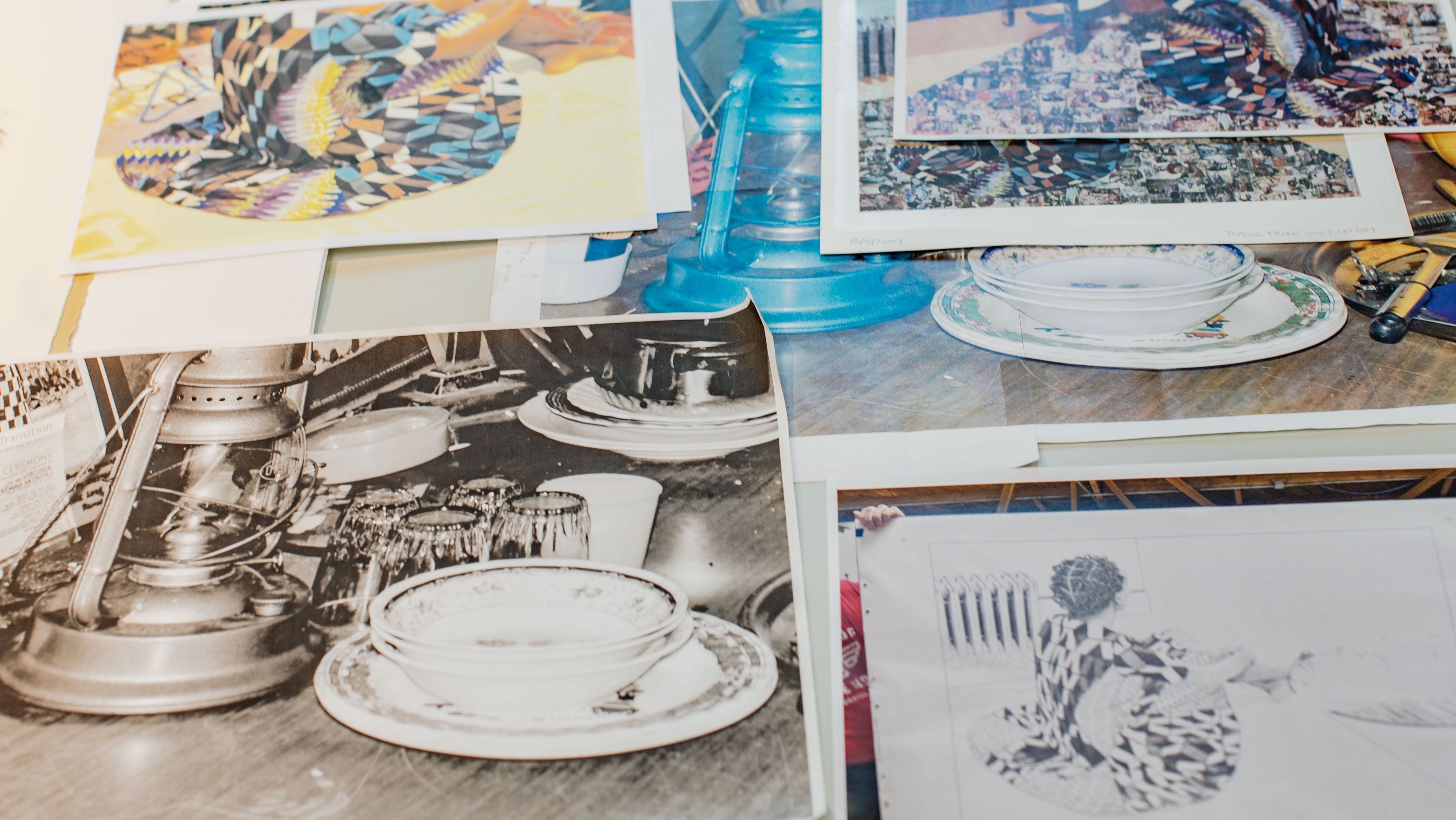 Akunyili Crosby’s source images for “The Beautyful Ones” (May Have Arrived), dated 2023. Photo by Bobby Rogers