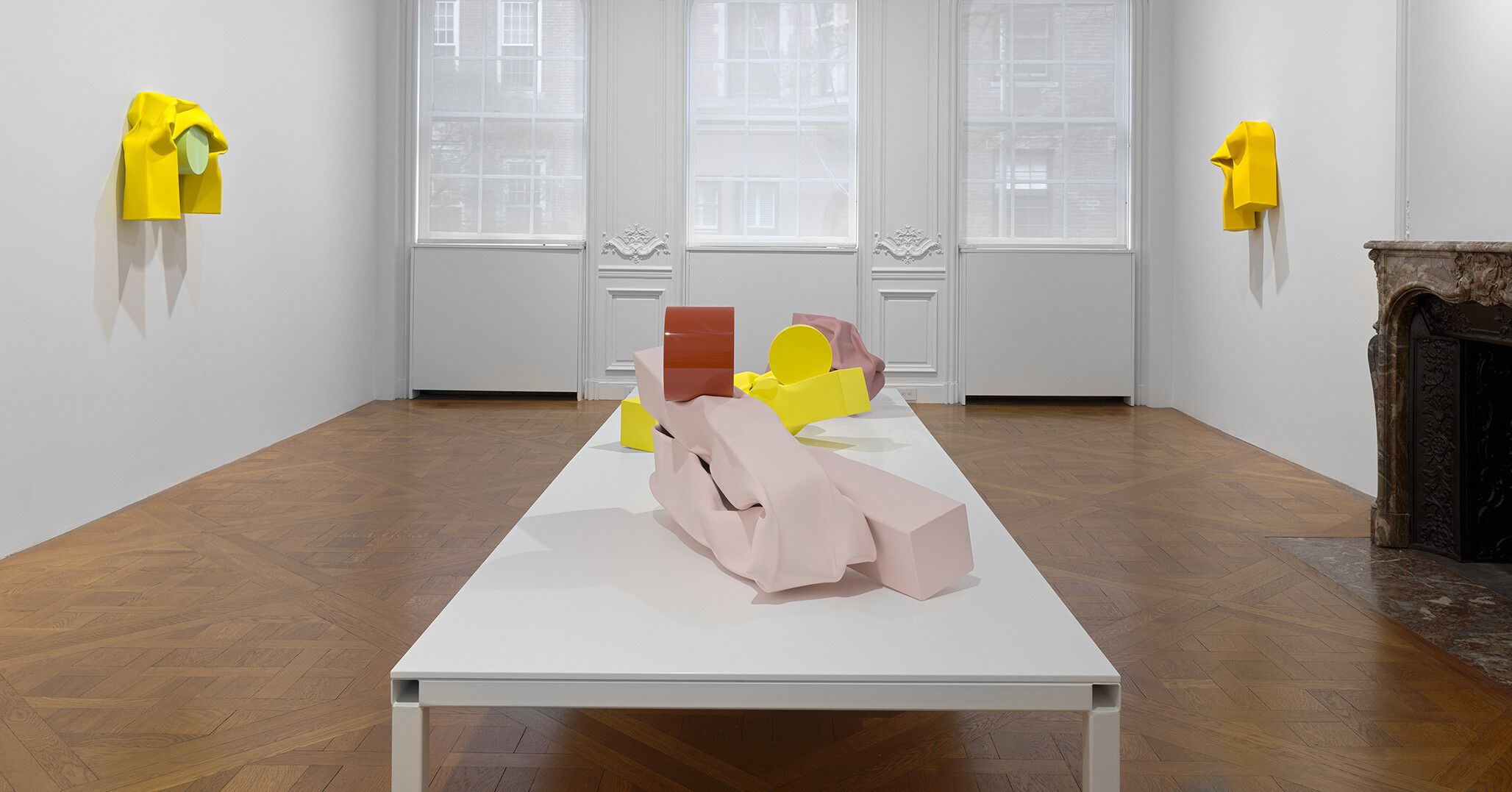 An installation view of a solo exhibition by Carol Bove at David Zwirner, New York, in 2021.
