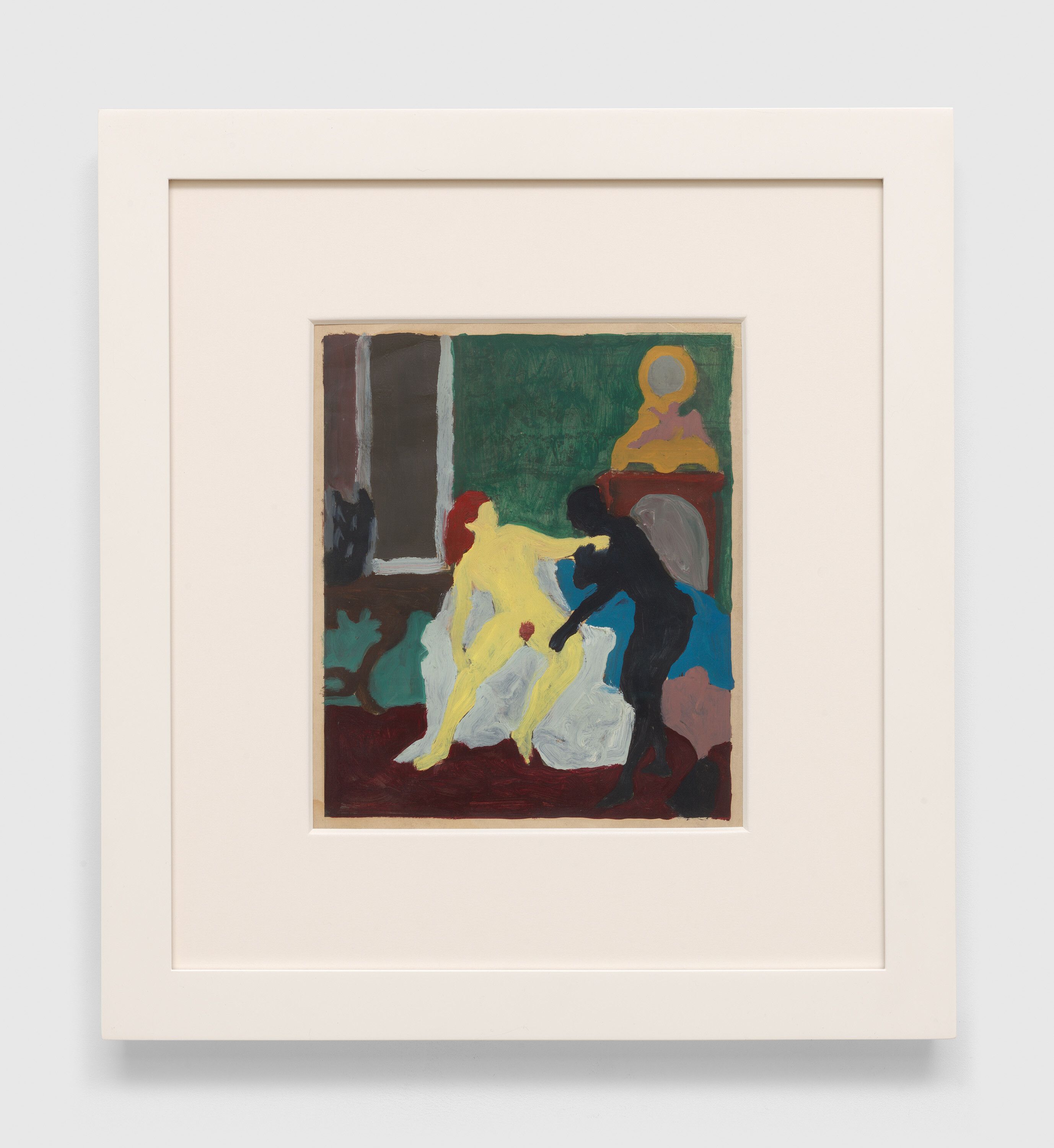 A work on paper by Bob Thompson, titled La Femme Dans La Peinture Francaise (La jarretière détachée by Jean-François de Troy), dated 1961.