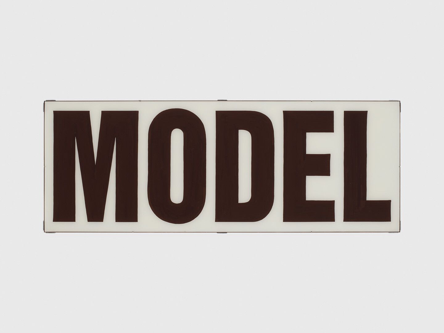An installation by Christopher Williams, titled MODEL (David Zwirner, 34 East 69th Street, New York, NY, 10021), dated 2020.