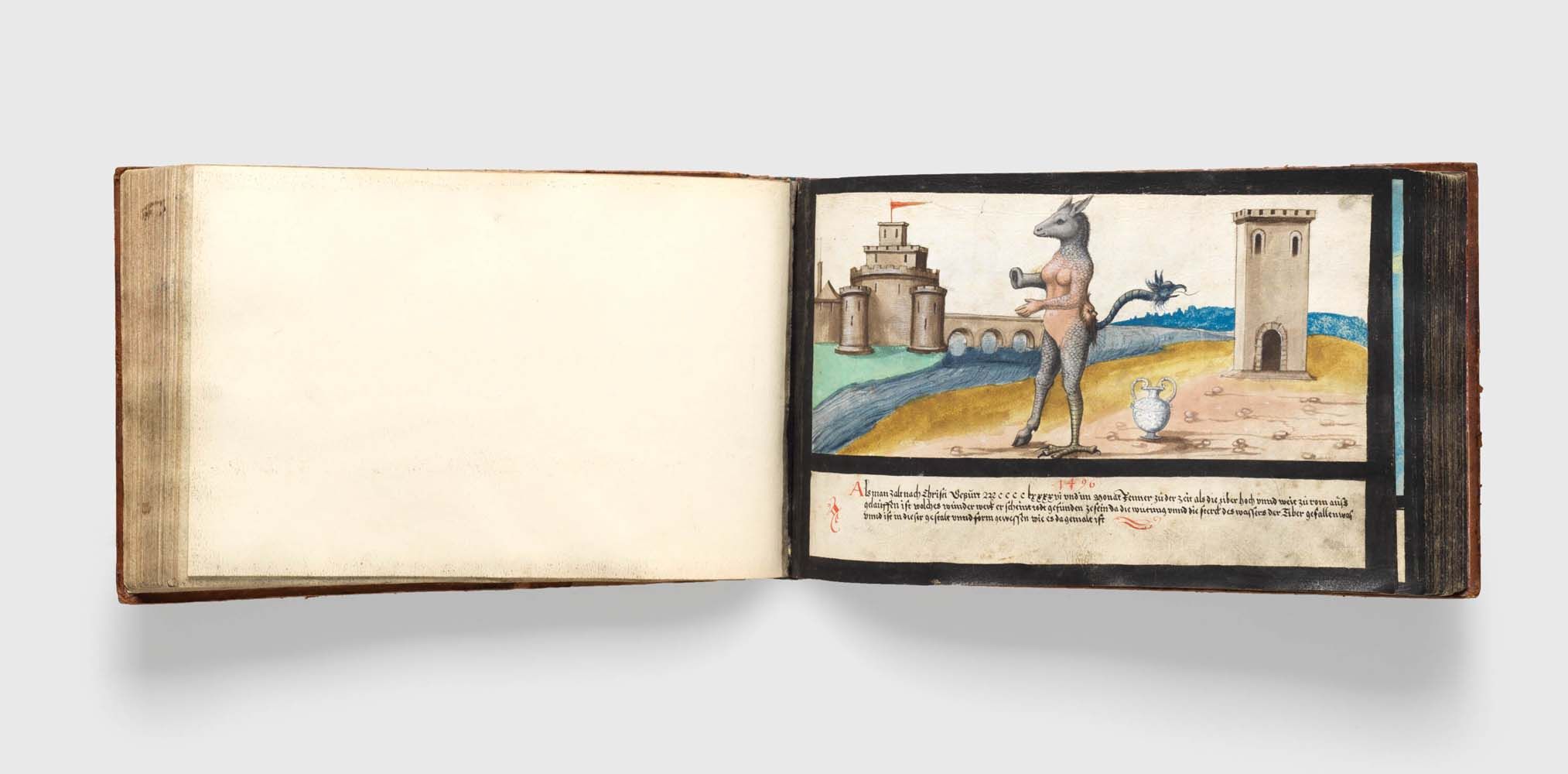 A page from the Wunderzeichenbuch (Book of 167 watercolors), by an anonymous artist, dated c. 1552.