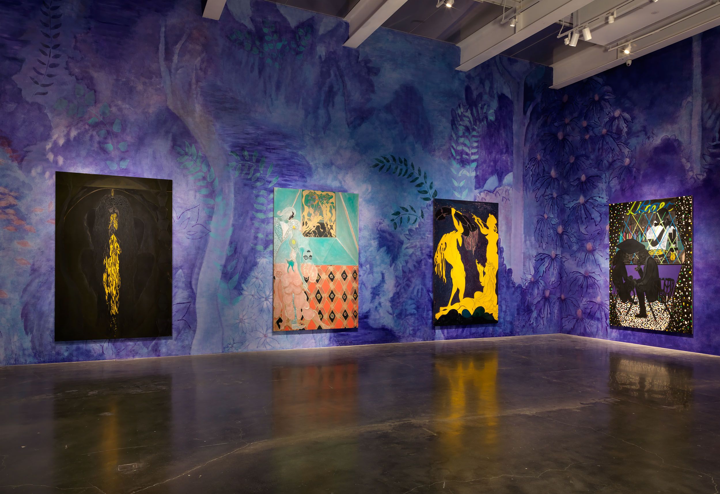 Chris Ofili: Installation view of Night and Day at the New Museum in ...