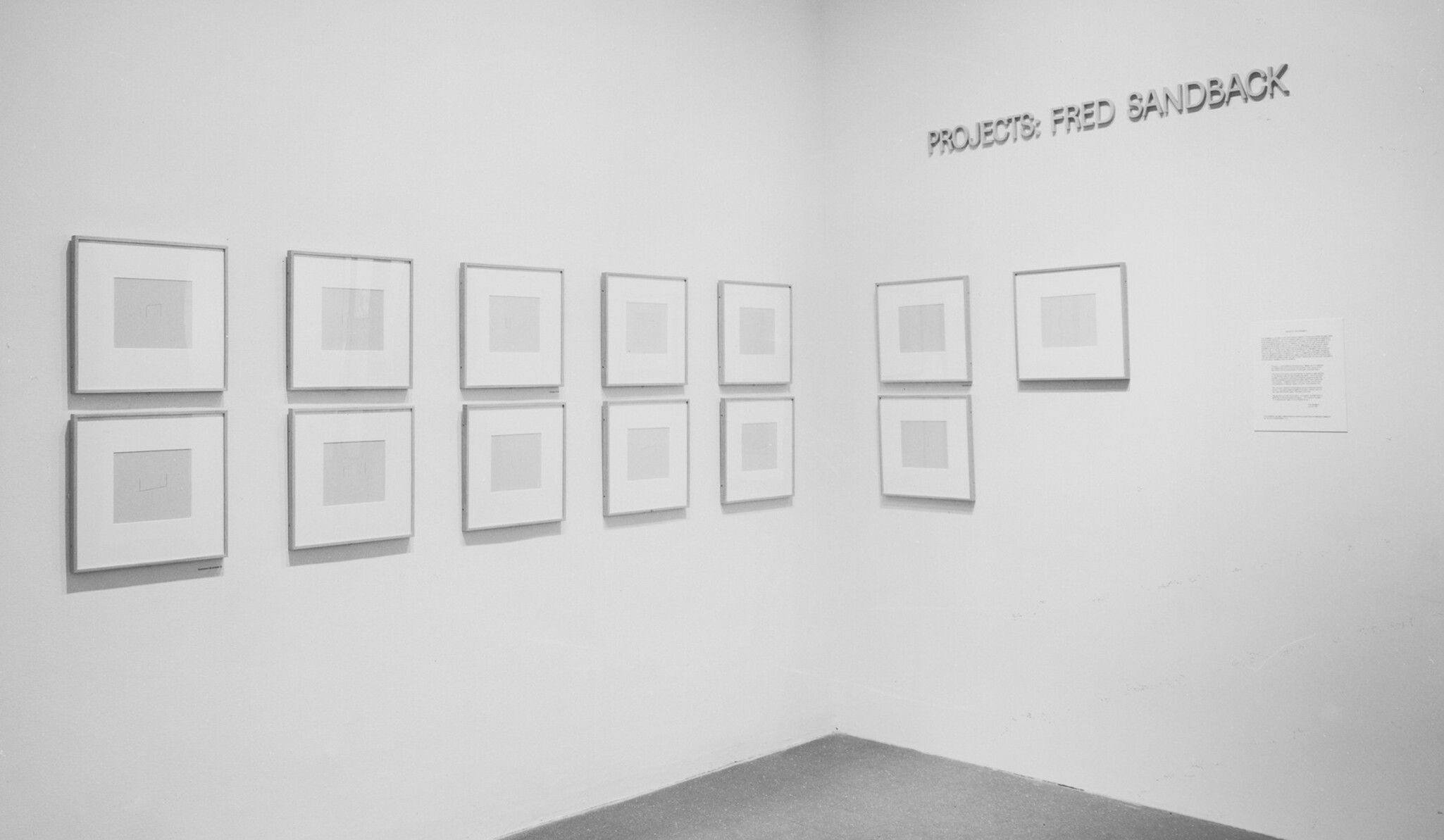An installation view, Projects: Fred Sandback, Museum of Modern Art, New York, circa 1978