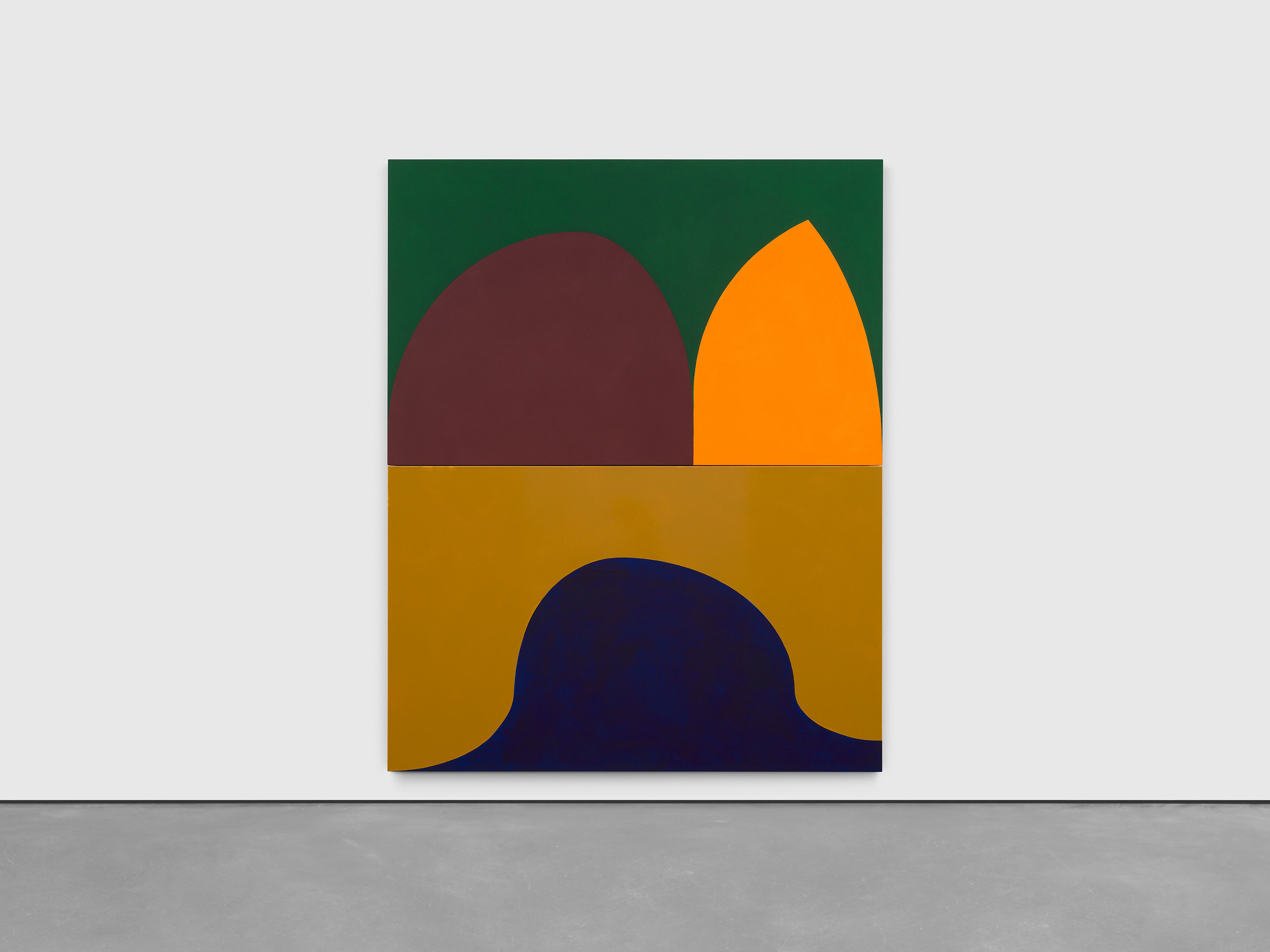 A painting by Suzan Frecon, titled cathedral for the mourning warbler, dated 2024.