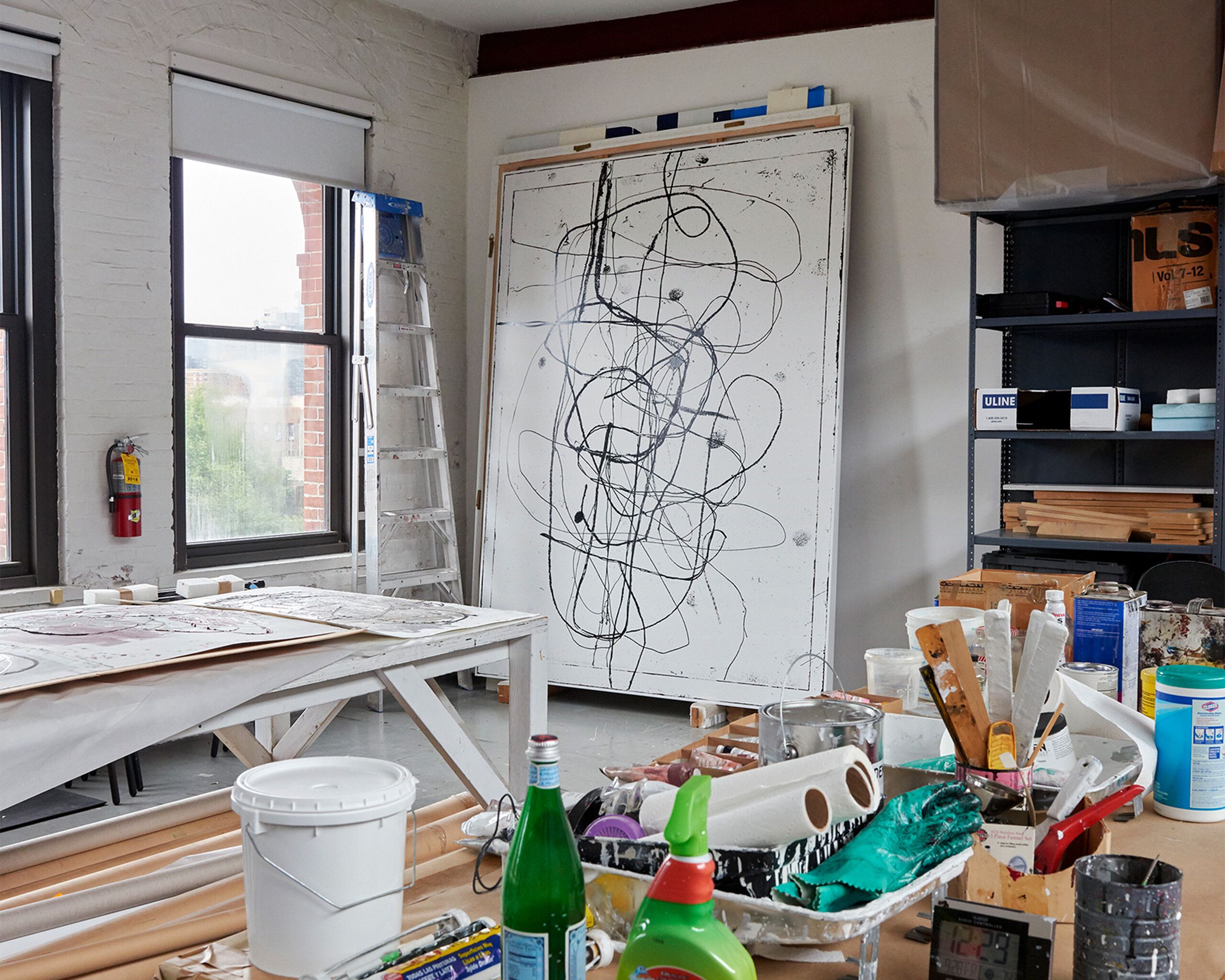 Works in progress in Christopher Wool’s studio, dated 2018.