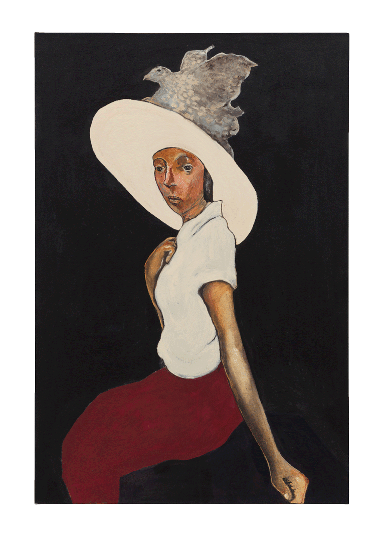 An acrylic and gouache painting on canvas, titled Black Widow, dated 2007.