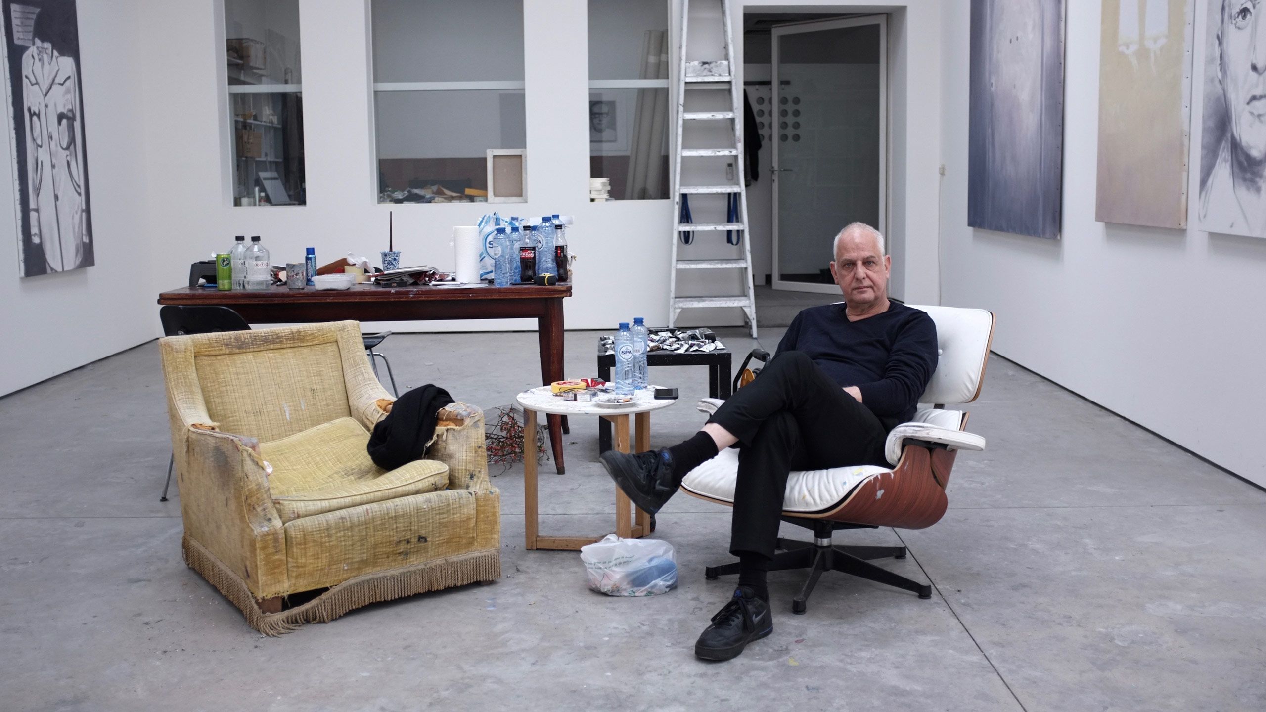A photograph of Luc Tuymans in his Studio, dated 2020