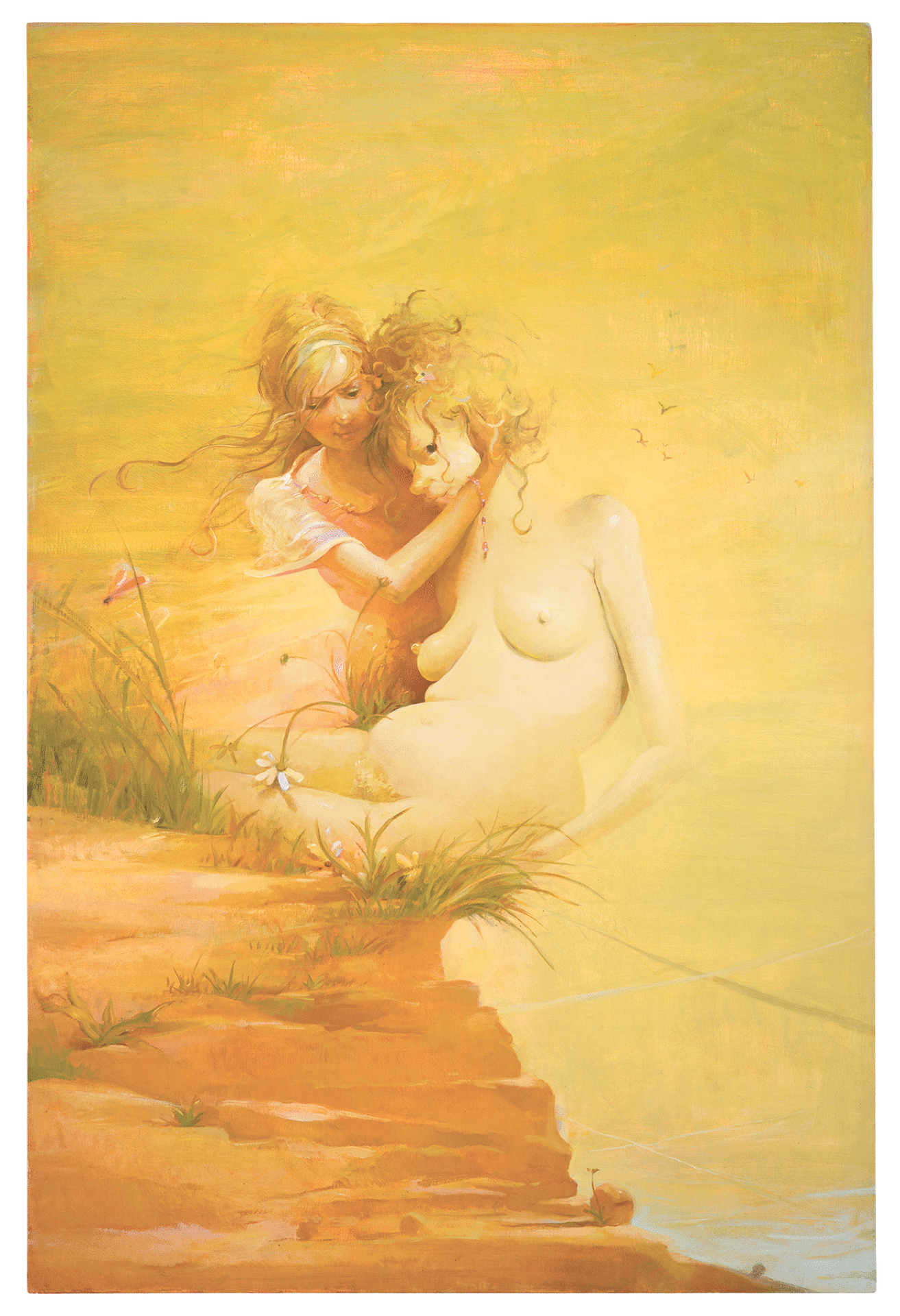 A painting by Lisa Yuskavage, titled Ledge, dated 2005.