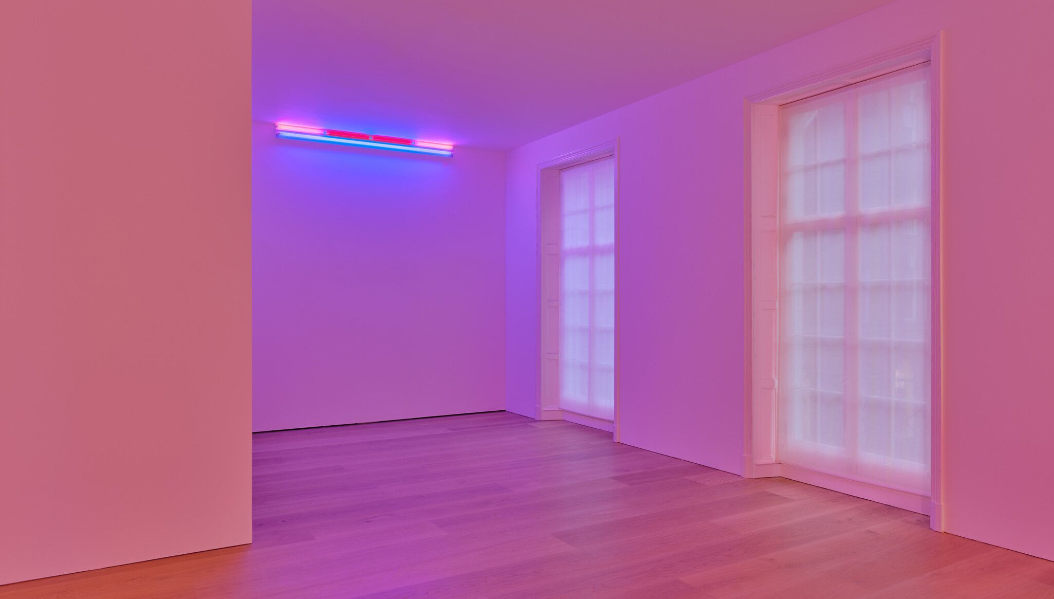 An Installation view, Dan Flavin: colored fluorescent light, David Zwirner, London, dated 2023