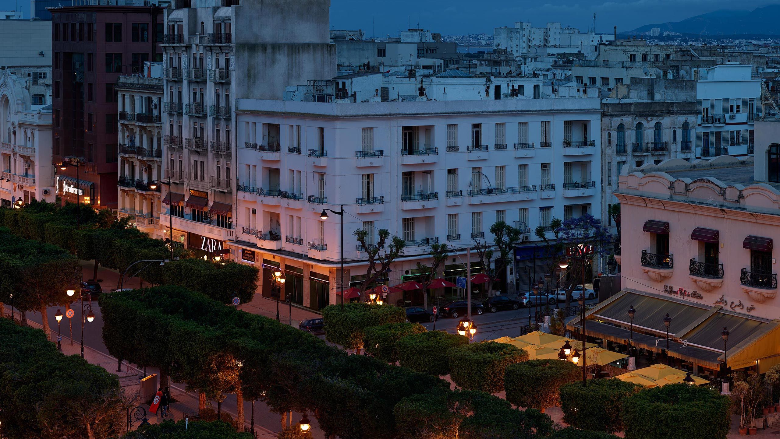 A detail of a photograph by Stan Douglas, Tunis, 2011-01-23, 2021