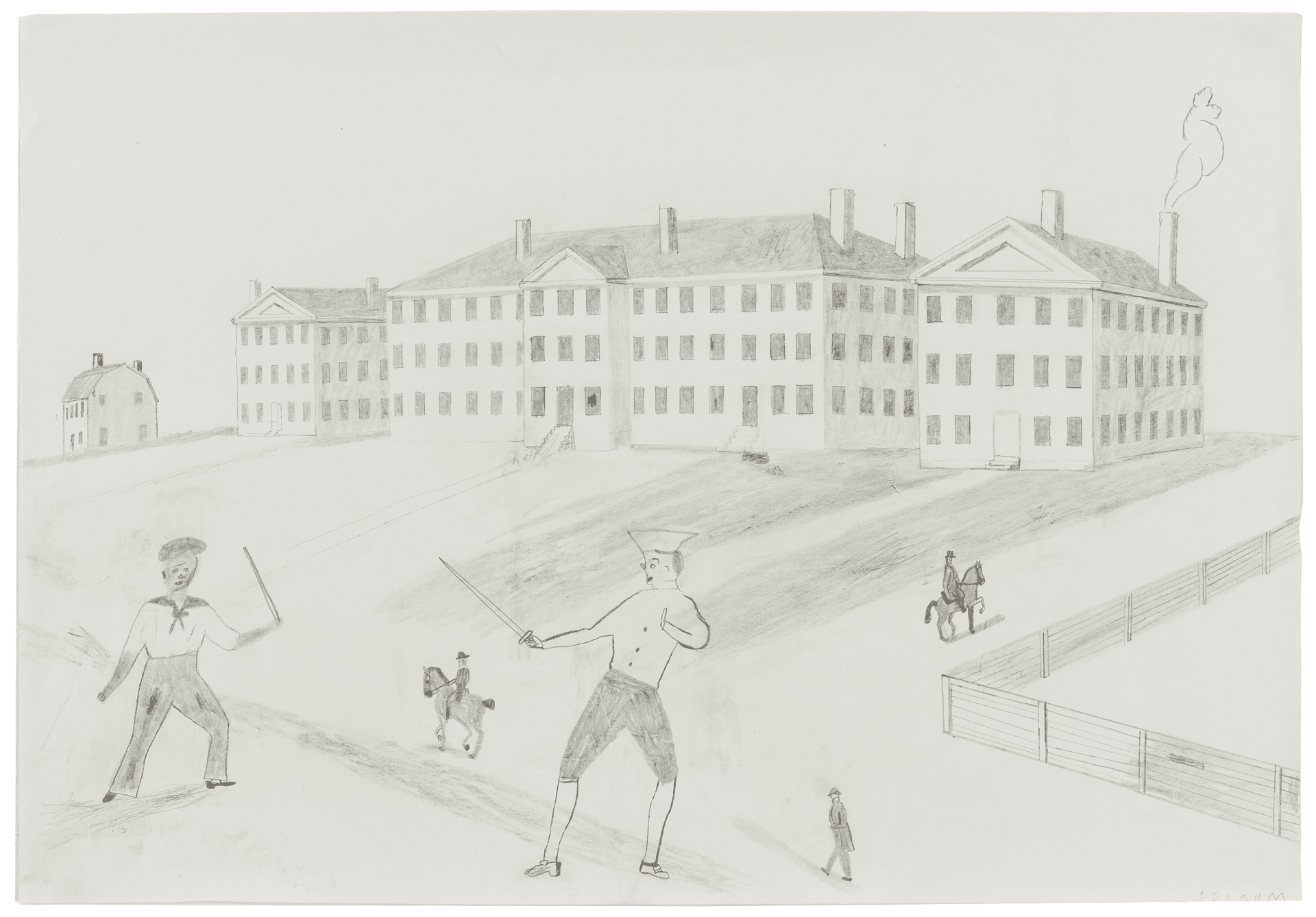 A drawing by Jockum Nordstrom, titled Duello, dated 2009.