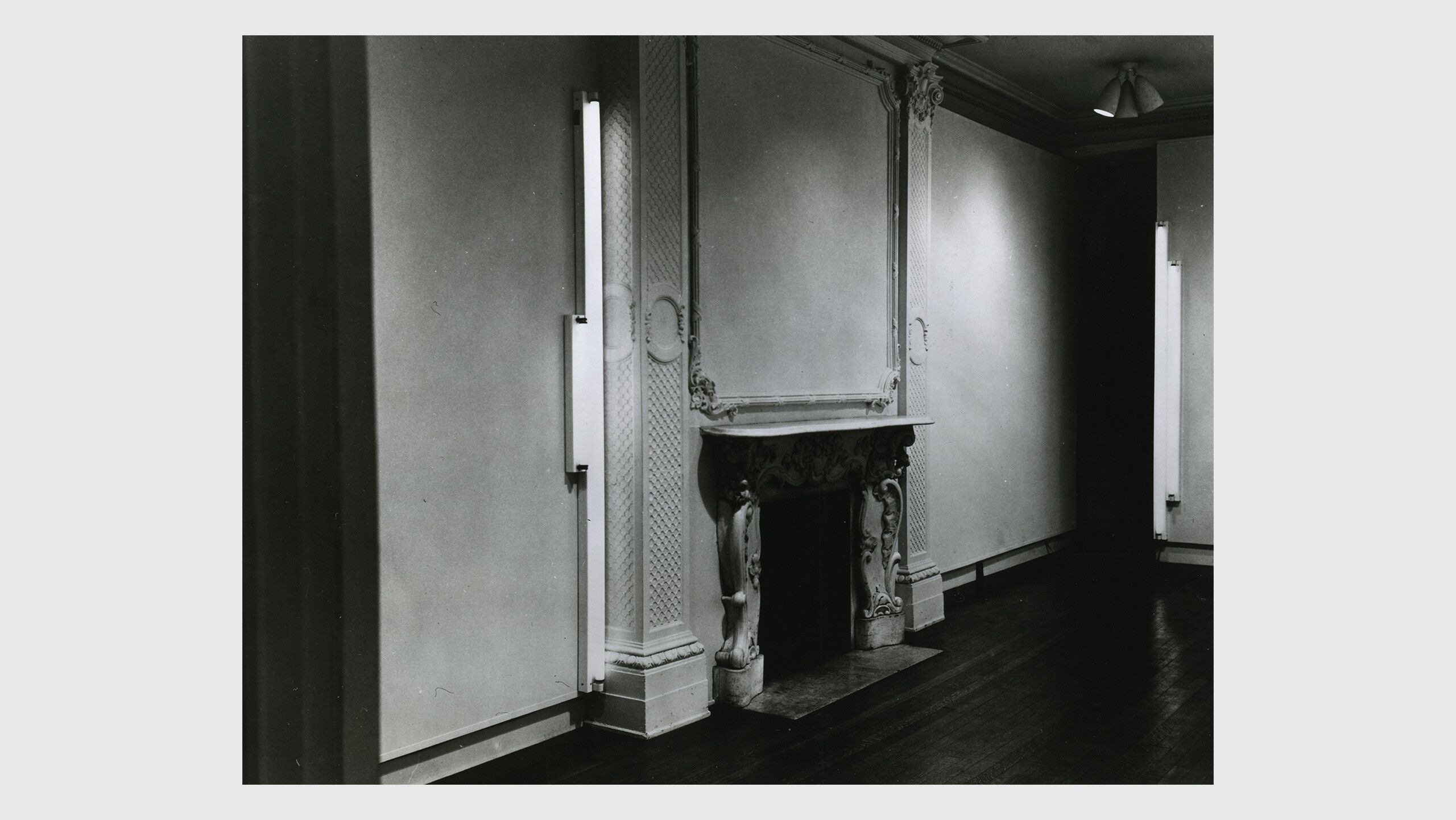 An Installation view, Dan Flavin, Kornblee Gallery, 58 East 79th Street, New York, January 7–February 2, dated 1967