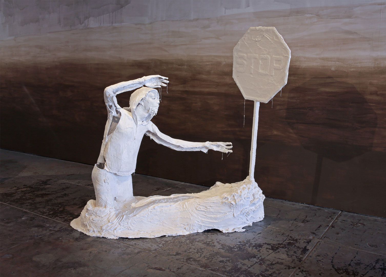 A sculpture by Karon Davis titled God Bless Preston, dated 2018.